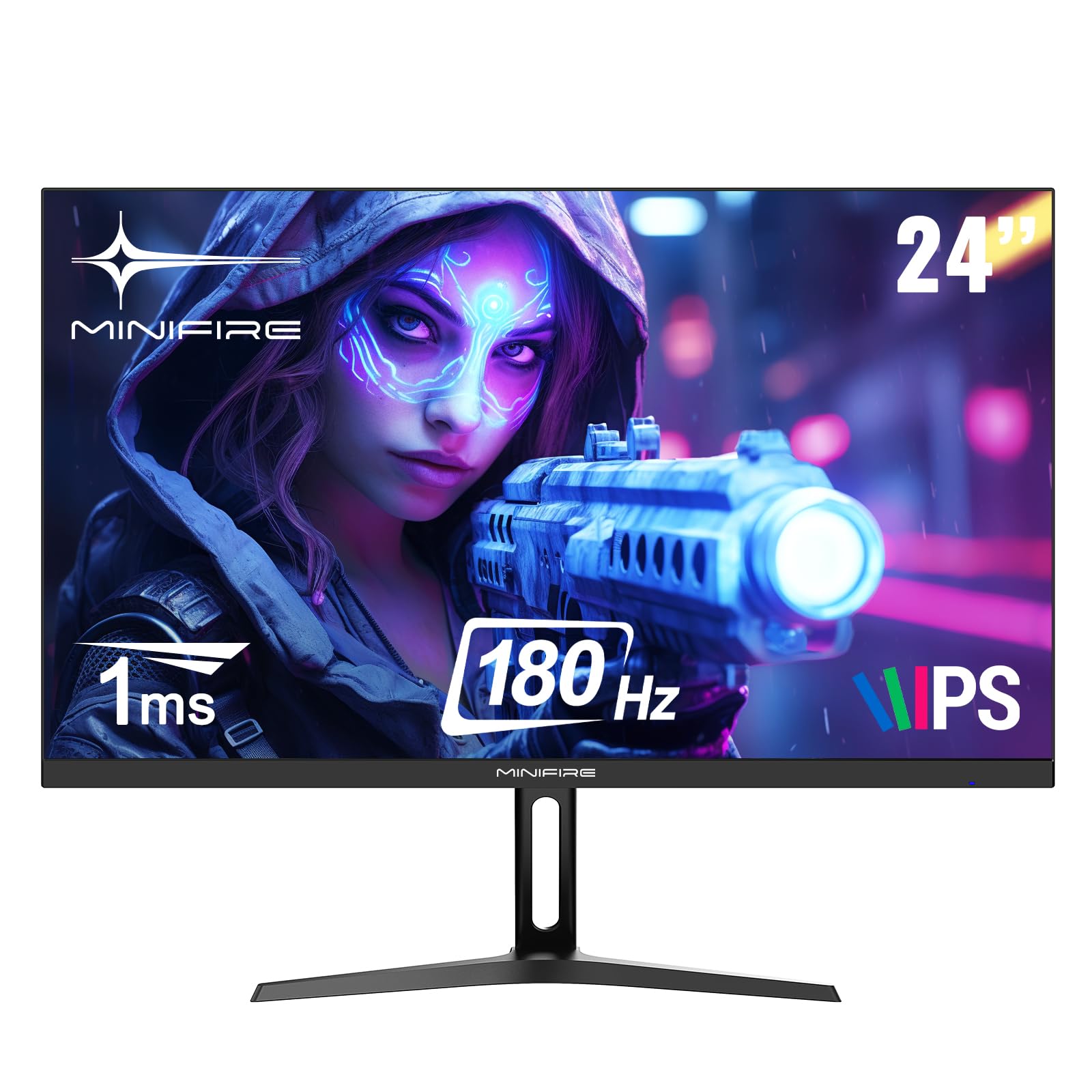 24 Inch Gaming Monitor - Minifire 180Hz 1ms IPS FHD Display with AdaptiveSync, 110% sRGB, Ultra-Thin Bezel, HDMI/DP Ports, Blue Light Shield - Perfect for Esports, PC Gaming & Home Office (Includes HDMI Cable)