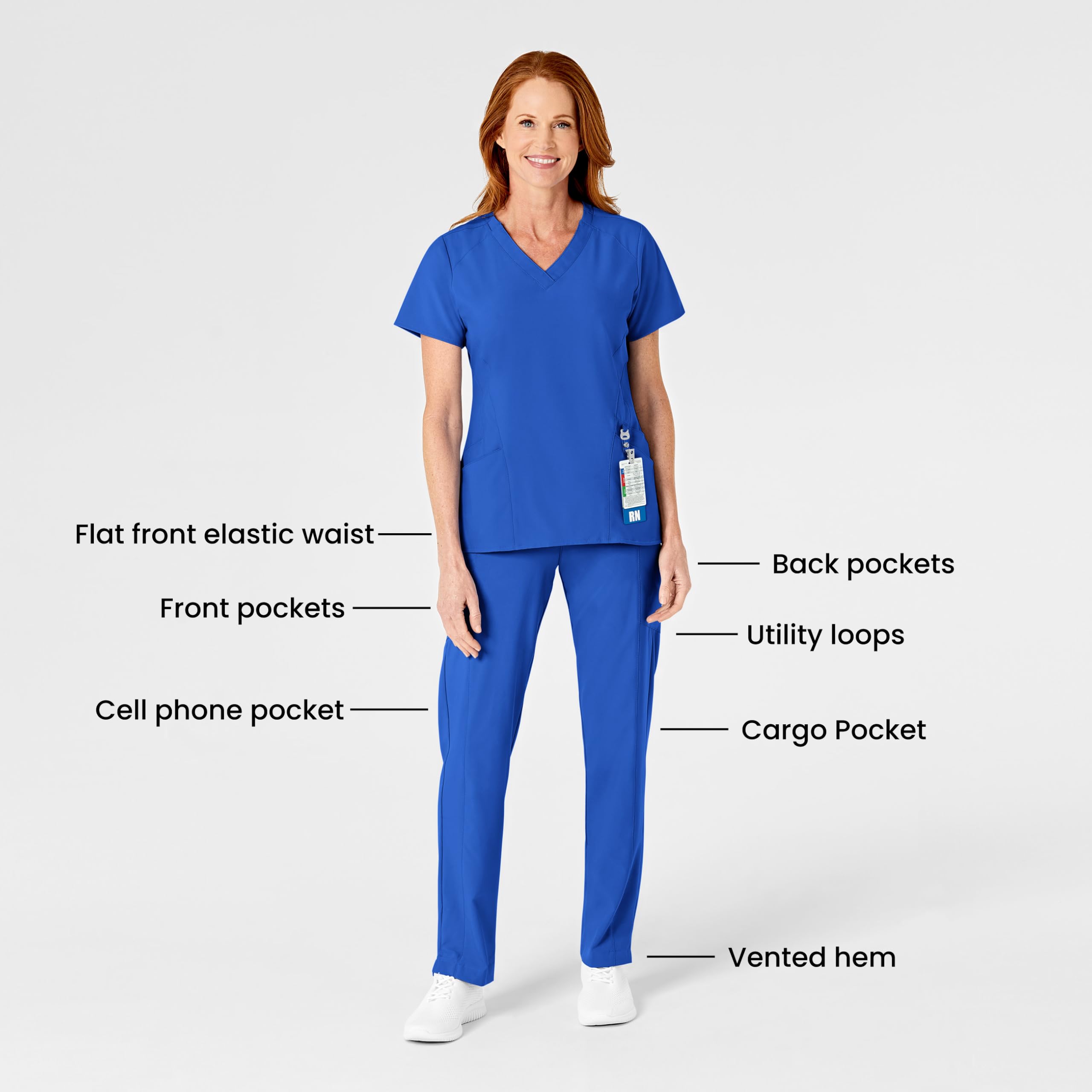 WonderWink Women's Tall Cargo Pants Flat Front - Comfortable Workwear for Nurses, Medical Professionals & Outdoor Activities