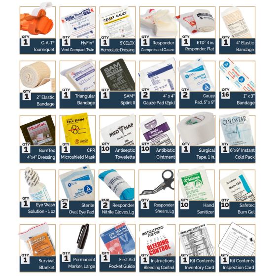 North American Rescue Trauma & First Aid Kit (TFAK) - Complete Emergency Medical Supplies for Home, Car & Outdoor Survival | Bleeding Control & Wound Care Essentials