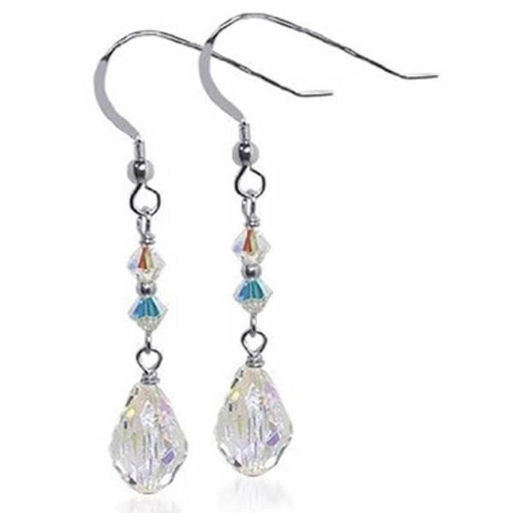 925 Sterling Silver Handmade Crystal Drop Earrings for Women - Elegant Party Jewelry