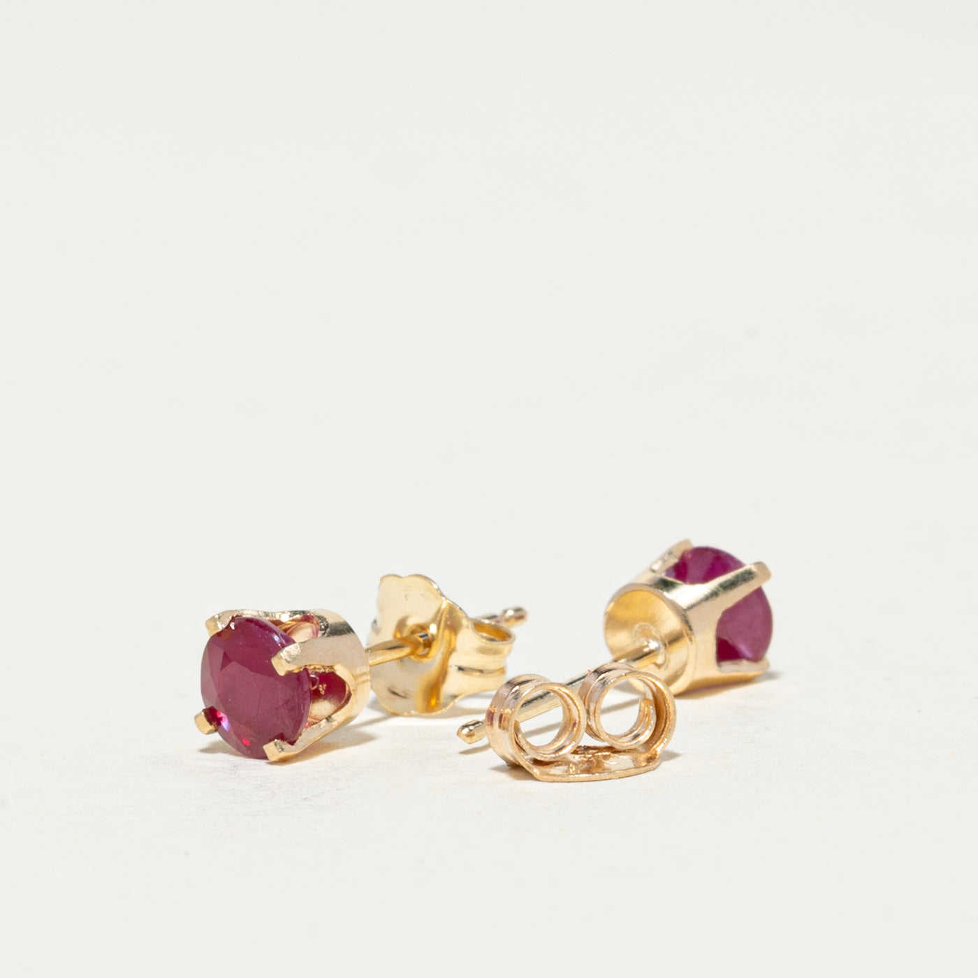 14K Gold Round Cut Ruby Stud Earrings - 0.64ctw Natural Gemstone Jewelry for Women, Gift for Her, Valentine's Day, Anniversary & Special Occasions