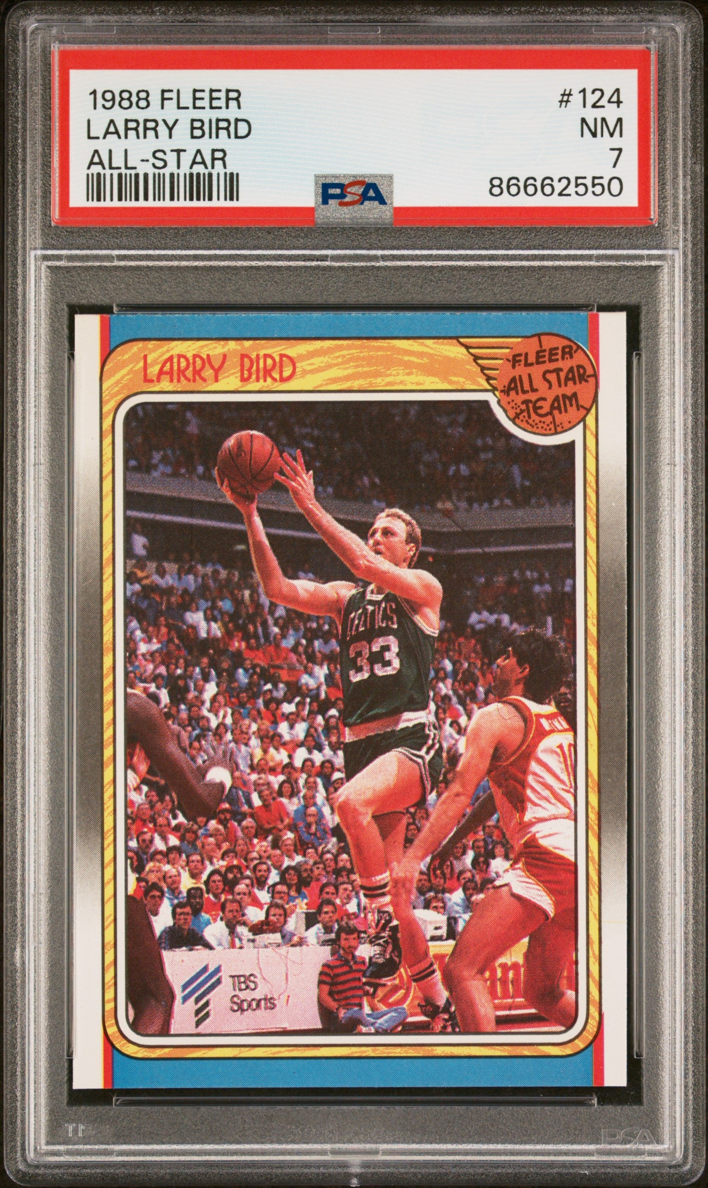 1988 Fleer Larry Bird All Star #124 PSA 7 Graded Basketball Card - Perfect for Collectors, Sports Memorabilia & NBA Fans Display