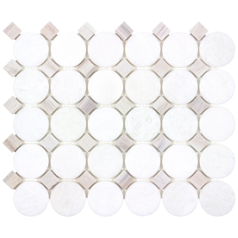 Beige Rounded Dots Stone Mosaic Tile - Peel and Stick Backsplash for Kitchen, Bathroom & Shower Walls