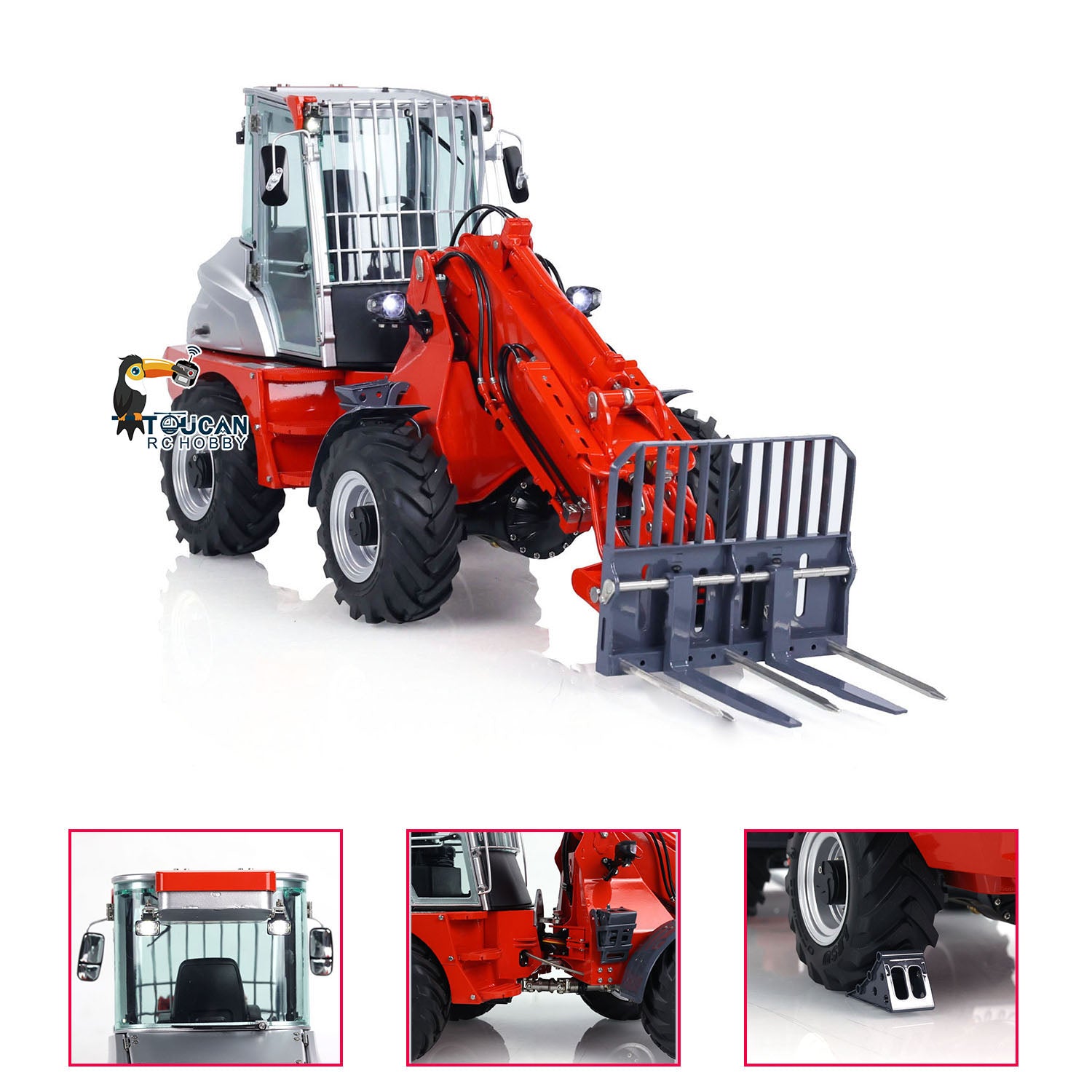 LESU AT1050 1/14 Scale Hydraulic RC Forklift Truck - Remote Control Telescopic Arm Loader with PNP System - Ready-to-Run Assembled Model for Construction Site Simulation & Indoor Play