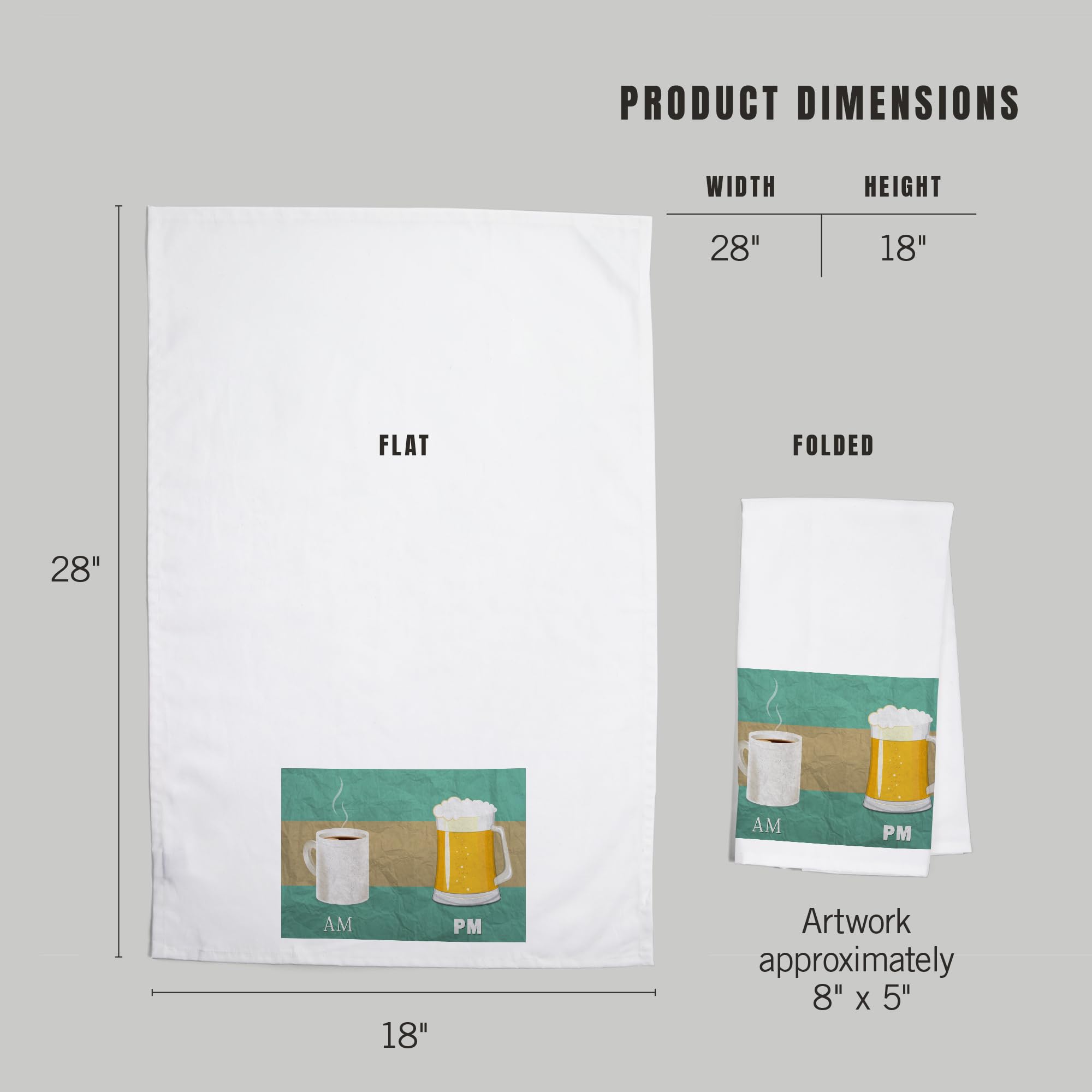 Lantern Press Coffee in The AM, Beer in The PM - 100% Cotton Tea Towel | Decorative Hand Towel for Kitchen & Home Decor | Perfect for Gifts, Housewarming & Coffee Lovers