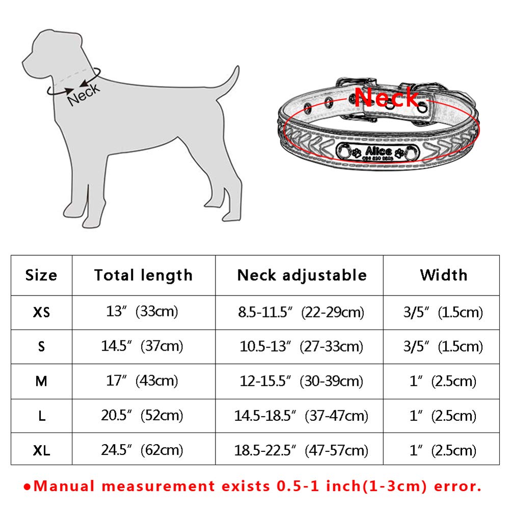 SOCHII Personalized Engraved Leather Dog Collar with Nameplate - Custom Pet Collar for Small, Medium & Large Dogs (Beagle, XS-XL) in Blue - Perfect for Daily Walks, Training & Gifts
