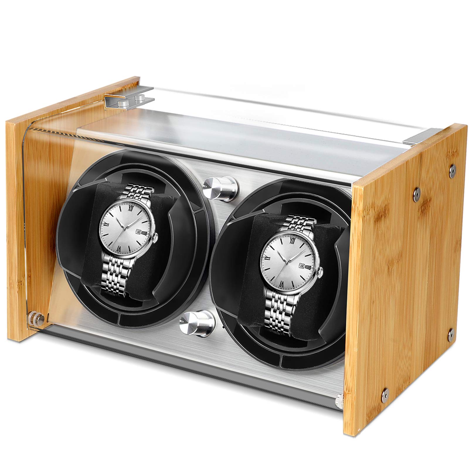 Premium Watch Winder for 2 Automatic Watches - Silent Bamboo Wooden Watch Box with 4 Rotation Modes & Quiet Motor | Perfect for Rolex, Omega & Luxury Watch Storage | Gift for Watch Collectors & Enthusiasts