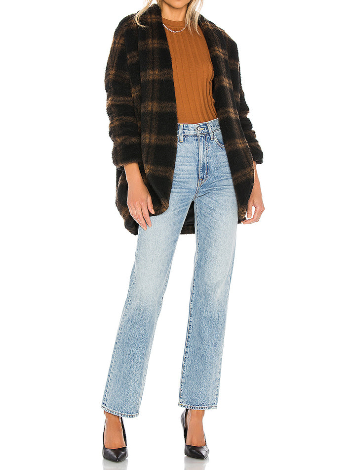 Amanda Uprichard Women's Brown Aspen Cardigan Cocoon Coat - XS | Elegant Winter Outerwear for Casual & Office Wear