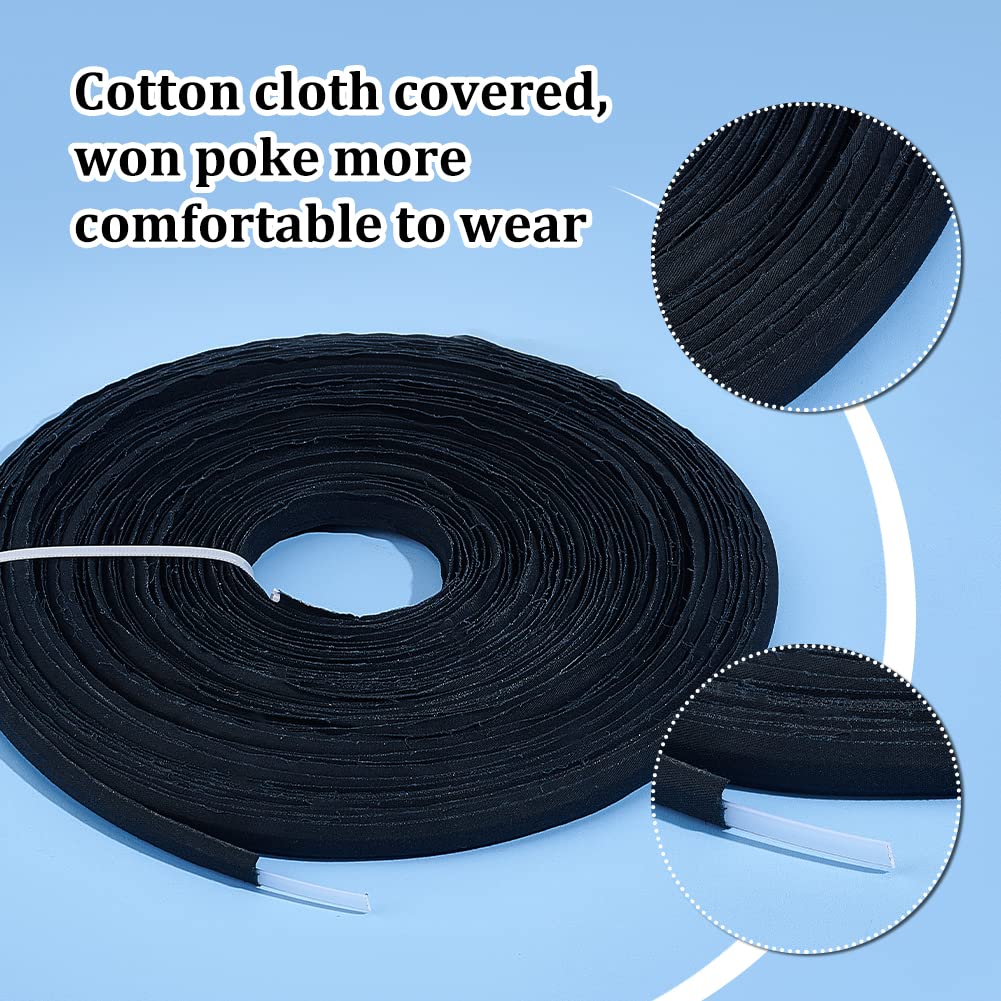 PH PandaHall 1/2 Inch x 21 Yard Black Plastic Boning Roll with Cotton Cover - Sew-Through Boning for Wedding Dresses, Bridal Gowns, Evening Dresses, Lingerie & Hats - Perfect for DIY Costume Making and Formal Wear Construction