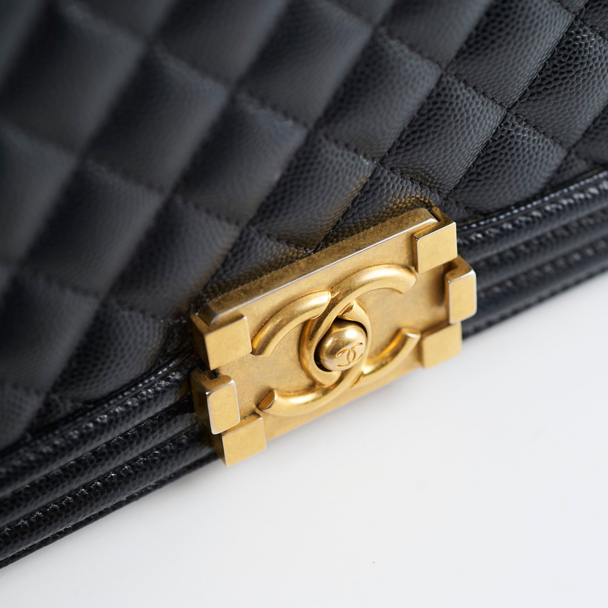 Chanel Caviar Leather Old Medium Boy Bag Black - 30 Series - Luxury Handbag for Women, Perfect for Evening Events & Special Occasions
