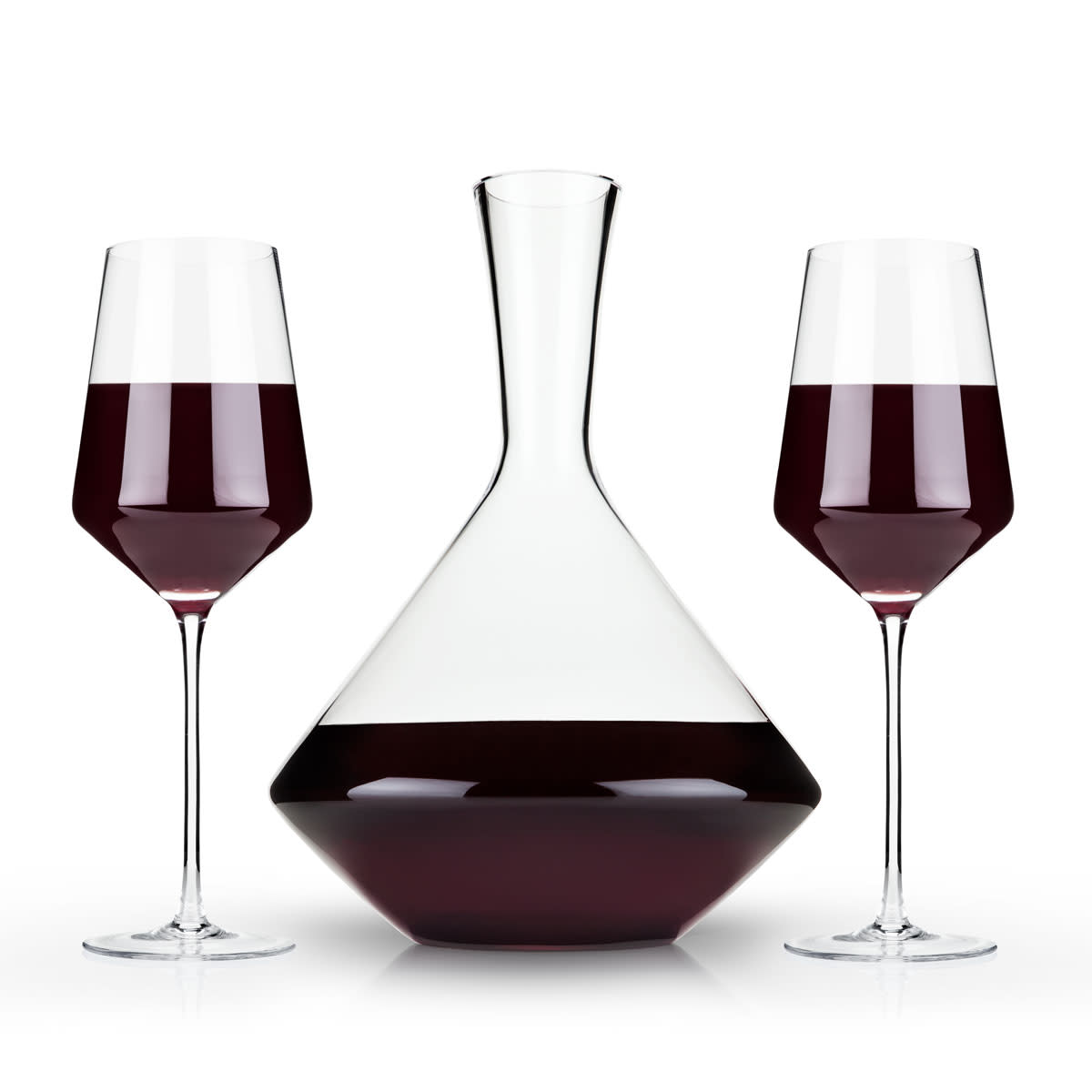 Elegant Raye Angled Crystal Bordeaux Decanter & Wine Glass Set - Perfect for Wine Tasting, Dinner Parties & Gift Giving