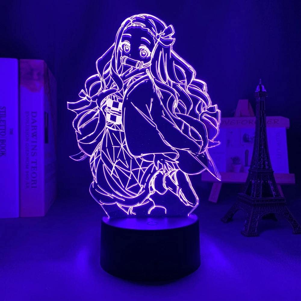 Demon Slayer Nezuko Kamado 3D LED Night Light - 16 Color Changing Anime Table Lamp with Remote for Home Decor, Christmas Gift, Kids Room, Manga Fans (Multicolor, One Size) | Perfect for Bedroom, Living Room, Gaming Setup and Anime Themed Parties