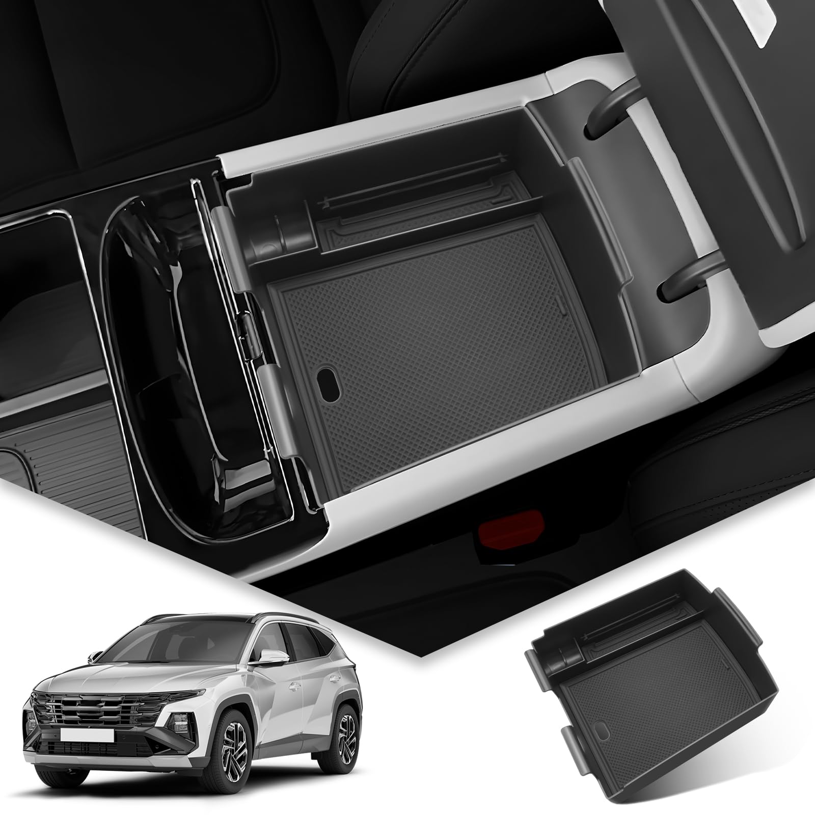 2025 Hyundai Tucson Center Console Organizer - Custom Fit Armrest Tray & Glove Box Insert for Enhanced Car Storage | Perfect for Road Trips, Daily Commute & Organization
