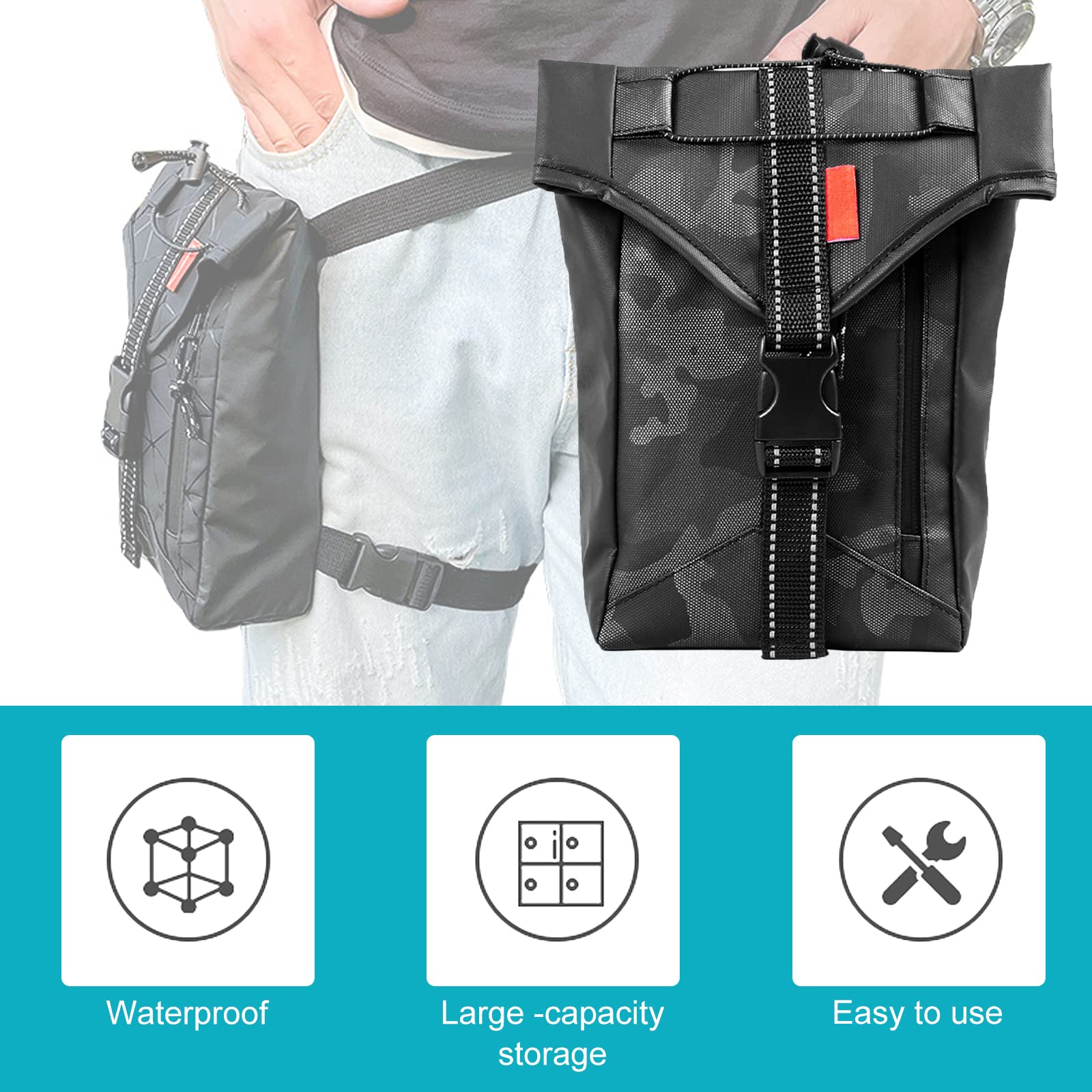 Waterproof Motorcycle Drop Leg Bag - Tactical Waist Thigh Pack for Men, Ideal for Cycling, Riding, Walking & Camping | Durable Outdoor Gear for Adventure & Daily Use