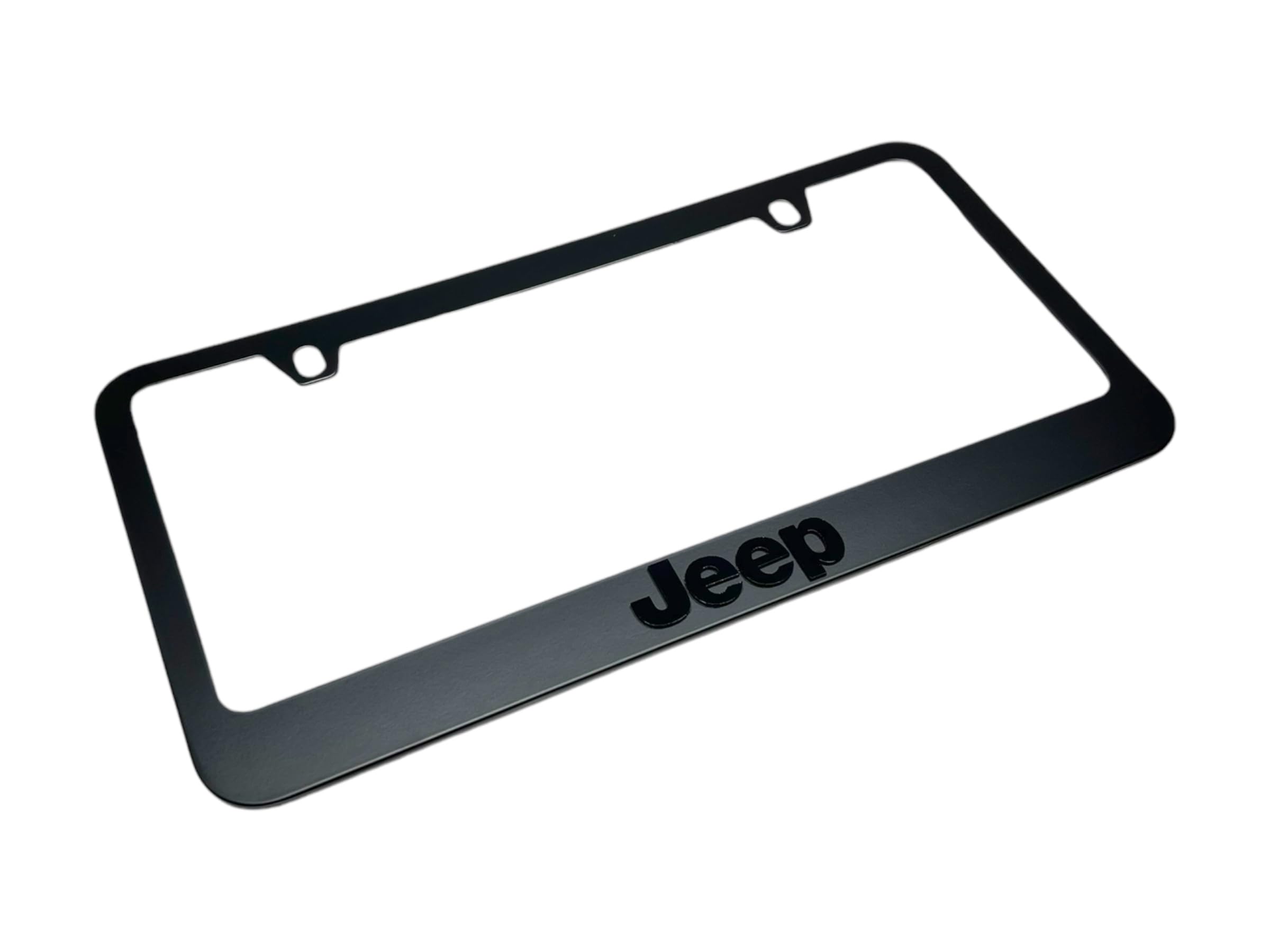 Jeep Stealth Blackout License Plate Frame - Black Matte with Black Script Logo for Cars, Trucks & SUVs - Durable & Stylish Auto Accessory