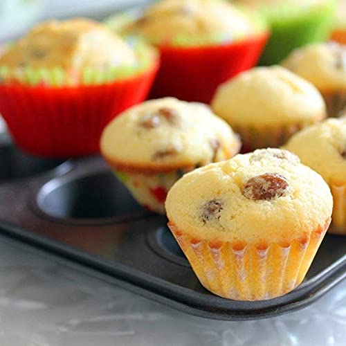 12 Pack Reusable Non-Stick Silicone Cupcake Liners - Standard Size Baking Cups for Muffins, Cupcakes & More | Perfect for Home Baking, Party Desserts & Holiday Treats