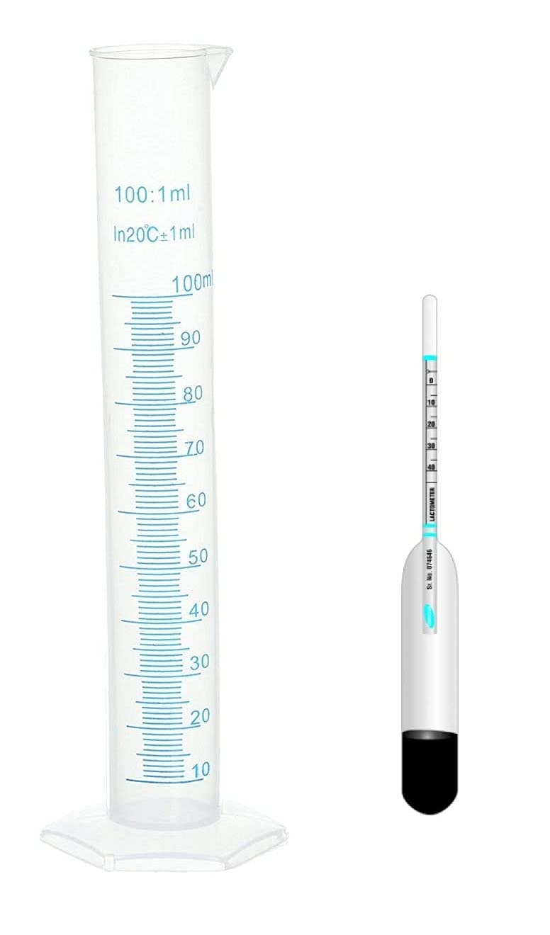 **Accurate Cloud Lactometer for Testing Milk Purity at Home – Includes 100ML Measuring Cylinder | Perfect for Dairy Farmers, Home Cheesemaking & Food Safety Testing**