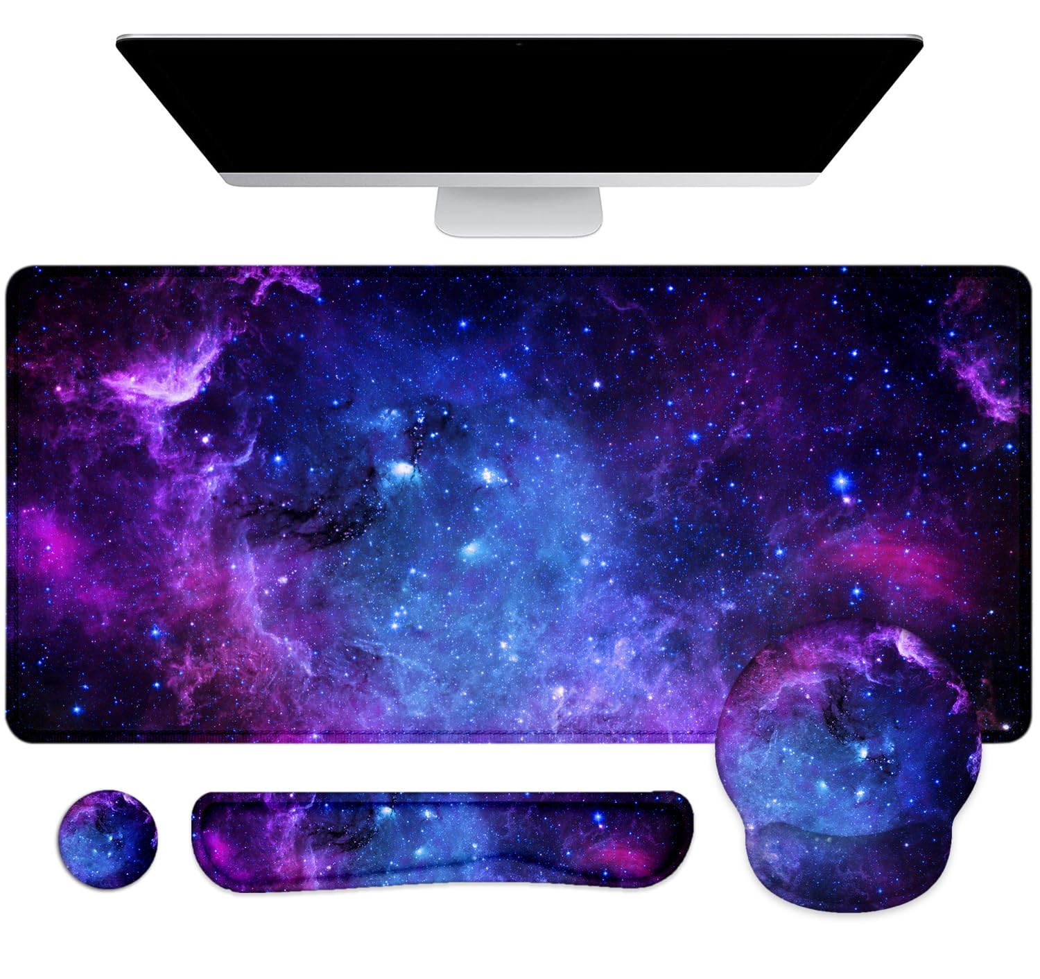 Premium Ergonomic Mouse Pad with Wrist Rest - Extra Large Gaming Desk Mat & Keyboard Pad Set (4-in-1) for Comfortable PC Work & Gaming - Perfect for Home Office, Computer Workstation & Esports Setup