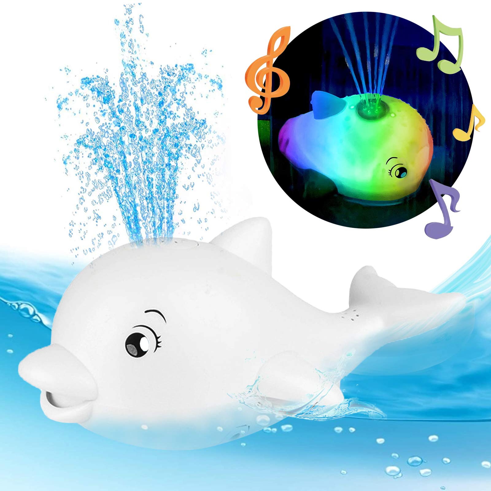 **ZENDUO 2-in-1 Dolphin Automatic Spray Water Bath Toy with LED Light & Music – Interactive Bathtub Shower Toy for Toddlers, Kids, Boys & Girls – Fun Pool & Bath Time Sensory Play for Babies**    *(Use for bathtime fun, sensory development, and interactive water play in pools or bathtubs!)*