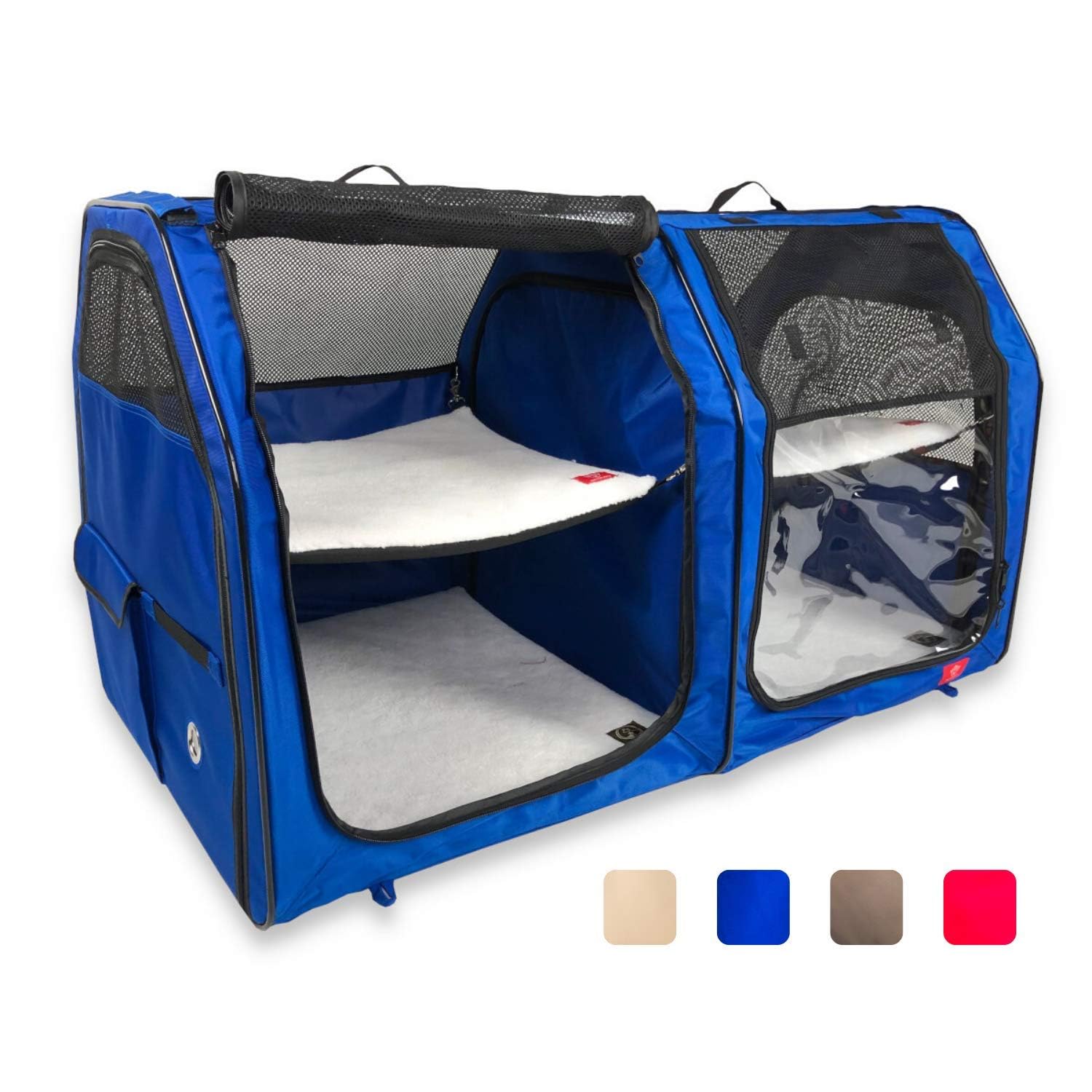 Premium Portable Cat Show House & Dog Kennel Shelter - Red, Cream, Tan, Royal Blue Colors | Indoor & Outdoor Pet Playpen for Travel, Camping, Shows & Home Use