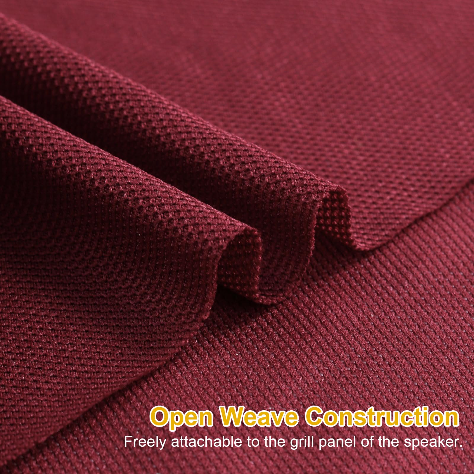 1 Yard Speaker Grill Cloth Fabric - Acoustically Transparent Stereo Mesh for Home Speaker Replacement - Burgundy (36