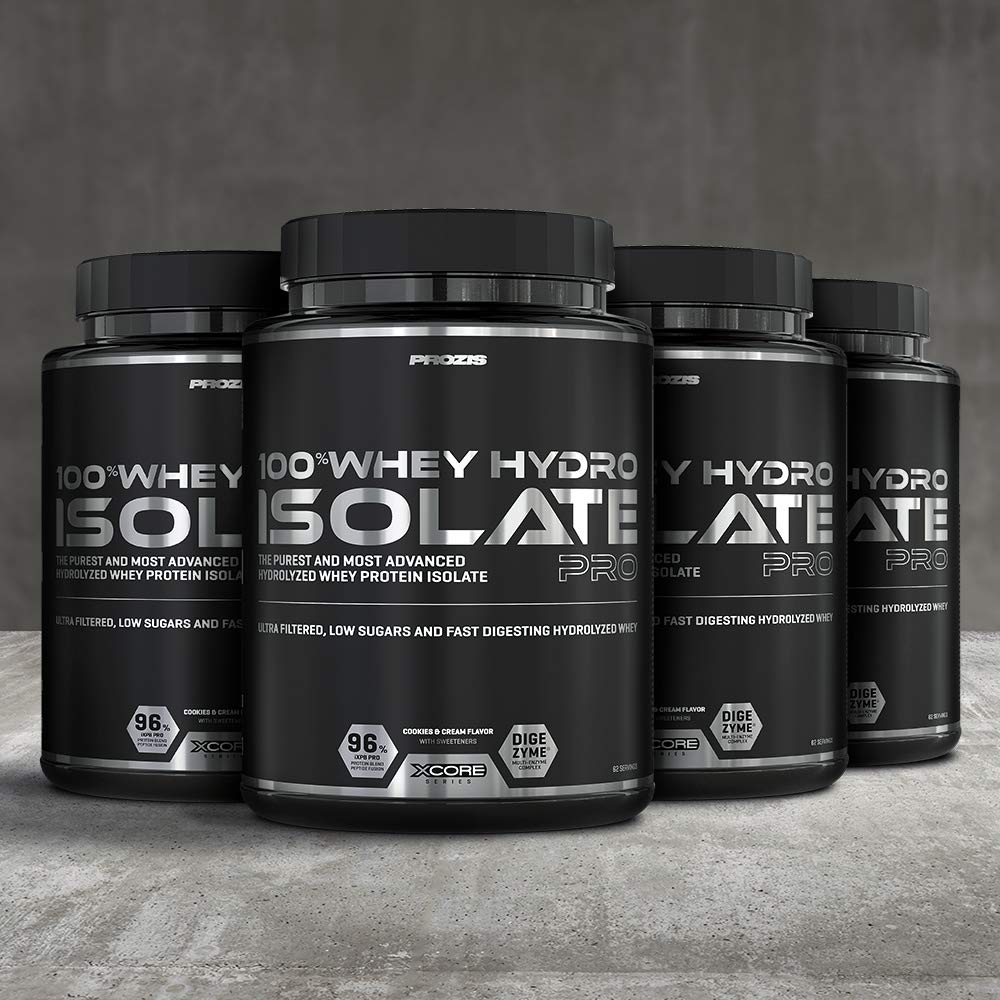 Prozis 100% Whey Hydro Isolate Protein Powder - Cookies & Cream Flavor, 4.4lb (2000g) for Muscle Recovery & Post-Workout Nutrition | Gym Supplement for Athletes & Bodybuilders