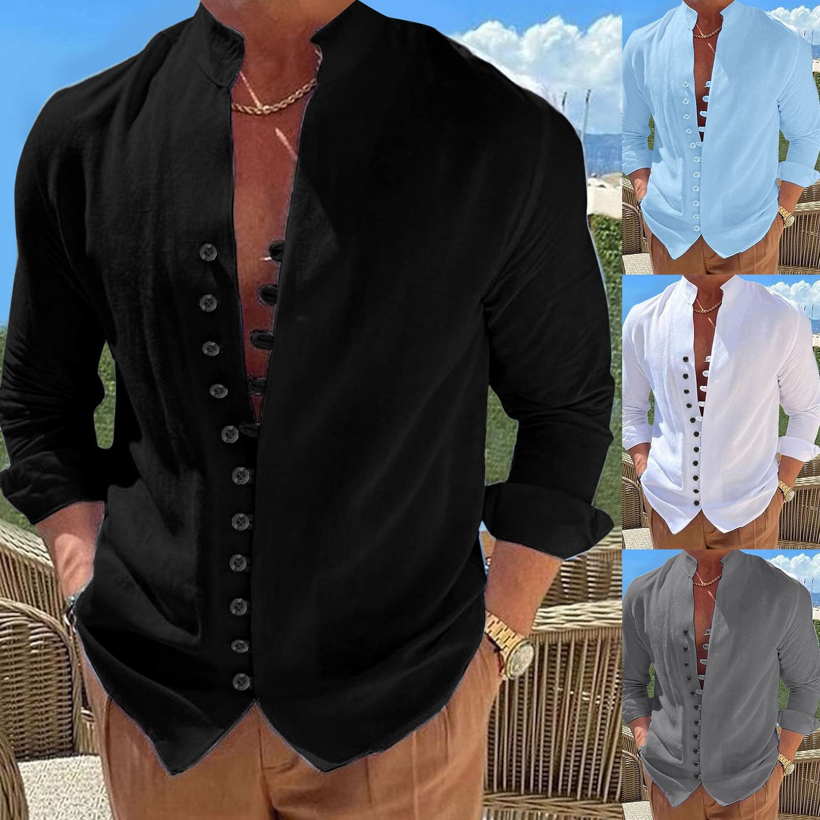 Men's Black Linen Short Sleeve Shirt - Breathable Summer Casual & Business Shirt - Regular Fit for Office, Travel & Outdoor Activities