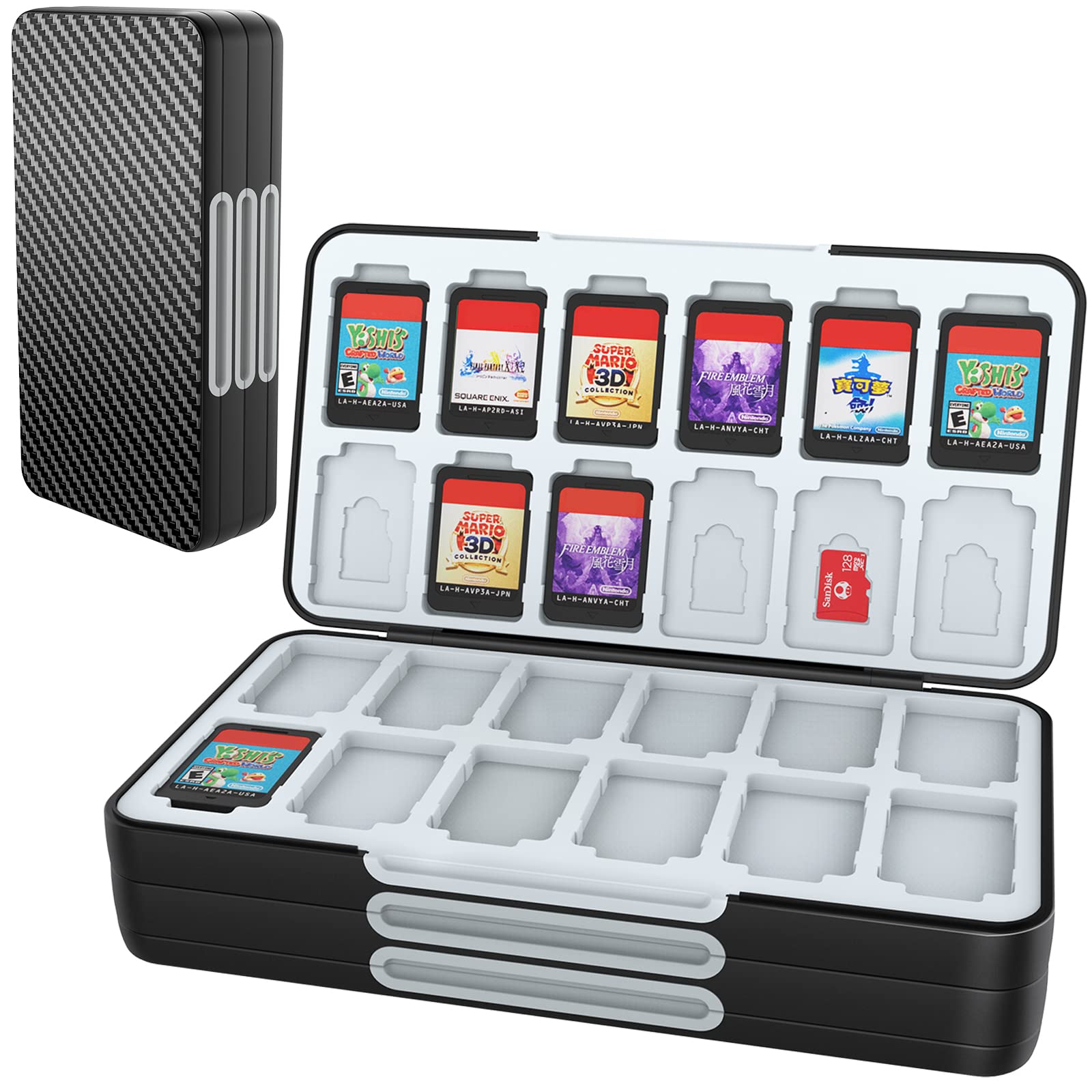 HEIYING Nintendo Switch Game Card Holder - Portable Travel Case for Switch/OLED/Lite with 72 Game Slots & 24 Micro SD Card Slots - Perfect for Gaming On-The-Go & Organized Storage