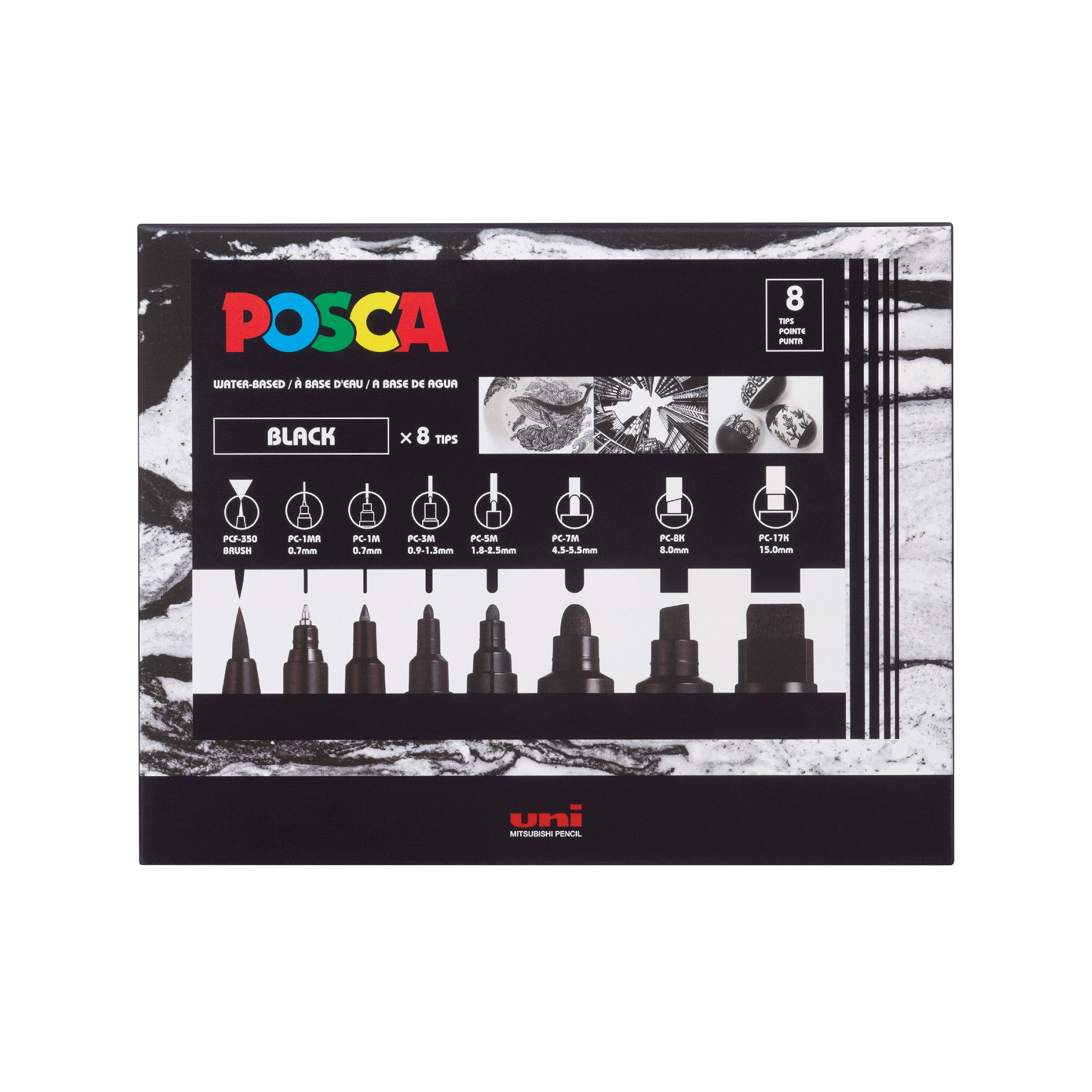 8 Pack Water-Based Paint Markers - Black - Perfect for DIY Crafts, Art Projects, and Sign Making
