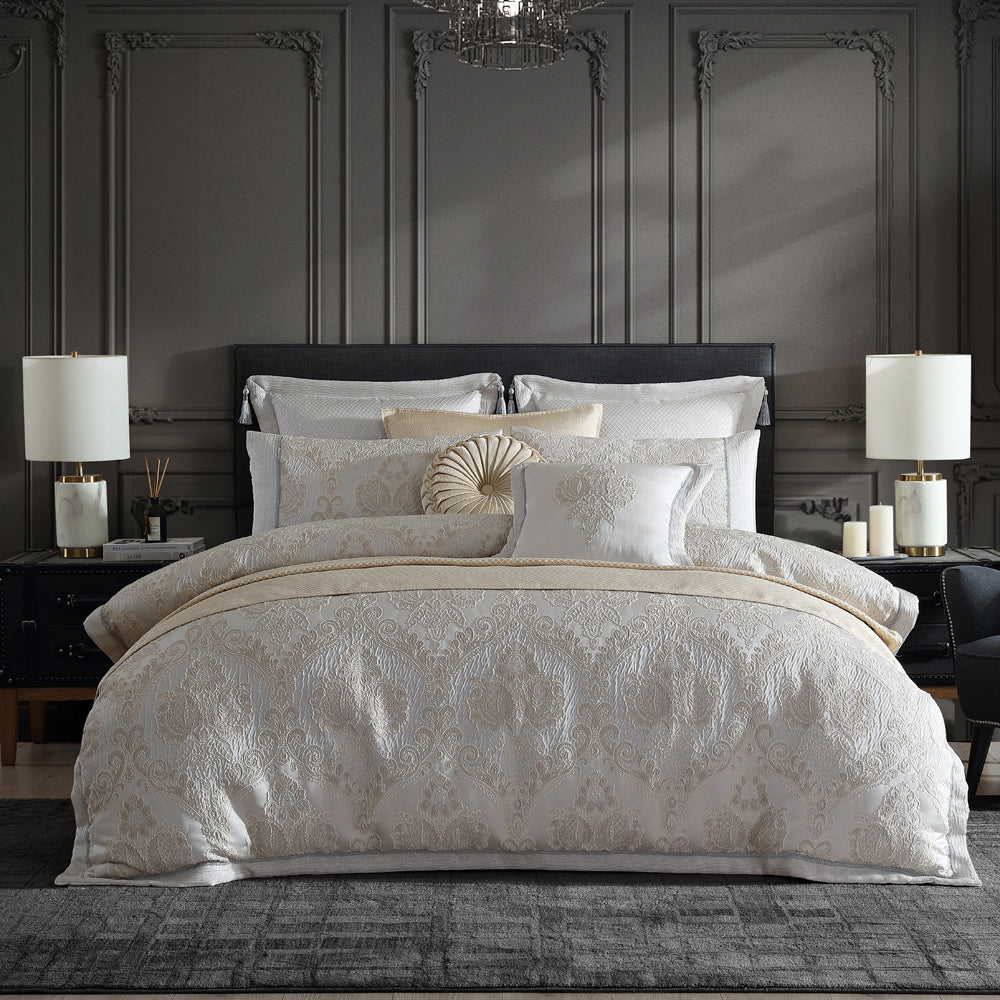 Emerson Ivory Quilt Cover Set Queen Size - 100% Cotton Luxury Bedding Set for Comfortable Sleep | Perfect for Master Bedroom, Guest Room & Hotel Decor
