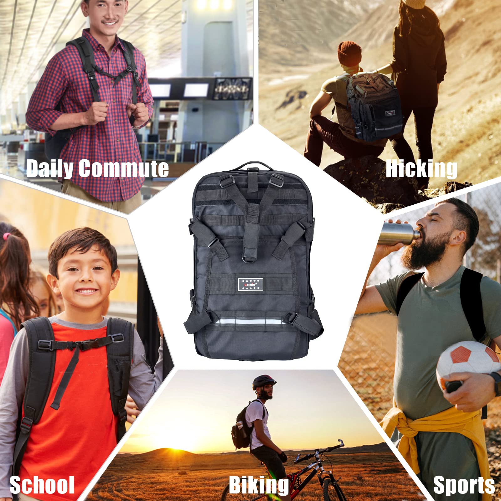 Goldfire Motorcycle Helmet Backpack - Large Capacity Tactical Molle Bag for ATV/UTV Riding, Cycling & Military Helmets - Waterproof Hiking & Outdoor Storage Backpack - Perfect for Motorcycle Rides, Tactical Missions & Adventure Travel