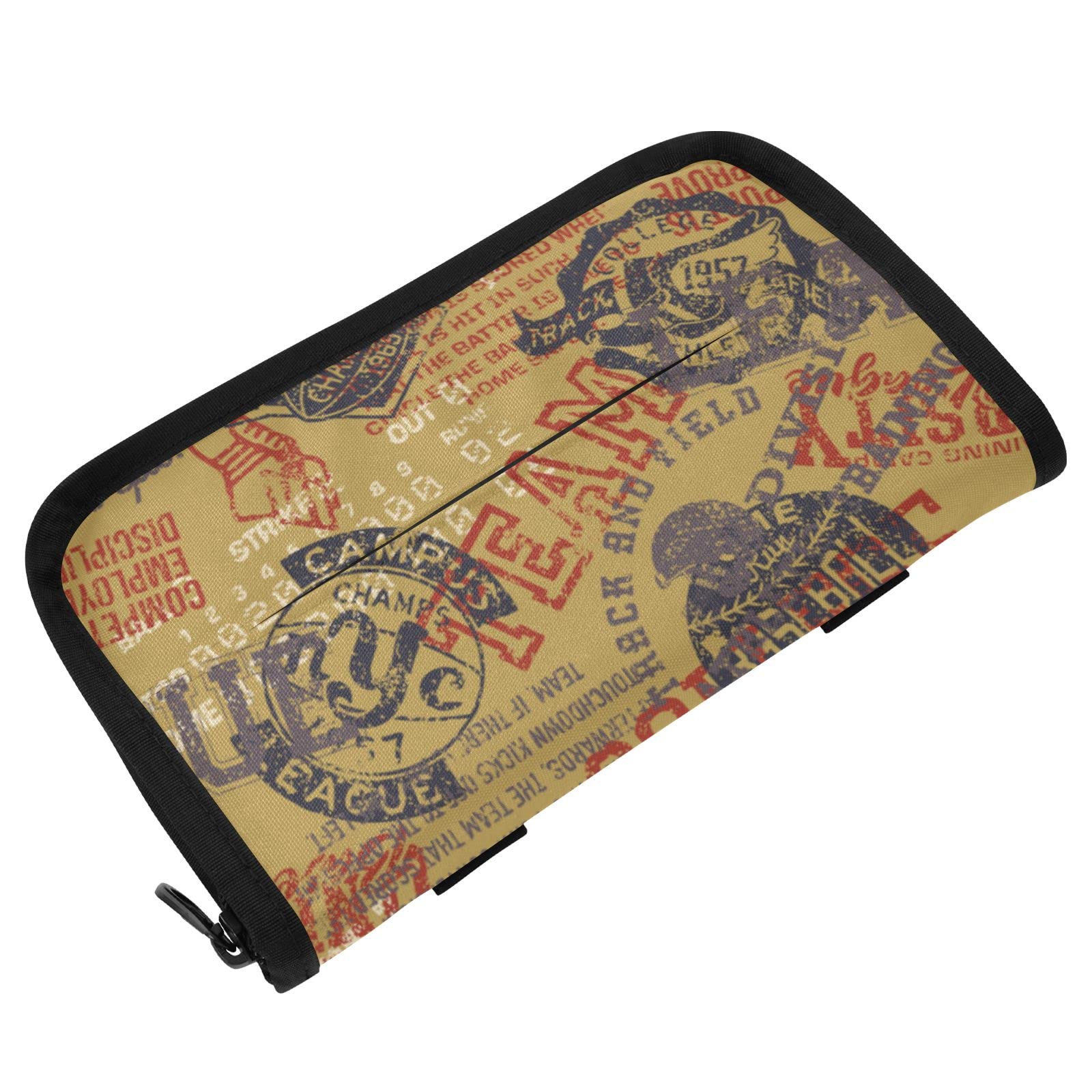 Vintage Baseball Badge Car Tissue Holder - Universal Hanging Car Visor & Armrest Napkin Box for Auto - Perfect for Road Trips, Commuting & Family Travel Accessories