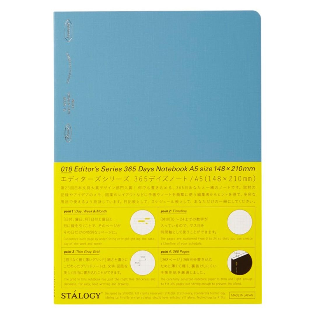 STALOGY Editor's Series 365 Days Notebook - A5 Grid Journal for Daily Planning, Sketching & Note Taking | Perfect for Bullet Journaling, Work Notes & Creative Writing | Nitto Brand