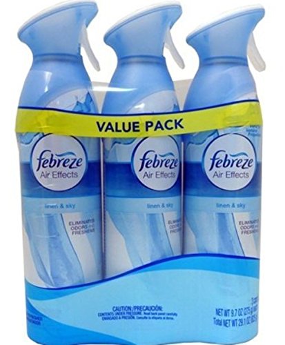 Febreze Air Effects Linen & Sky Air Freshener Spray - 3 Pack | Eliminates Odors, Freshens Home & Car | Perfect for Living Rooms, Bedrooms & Offices