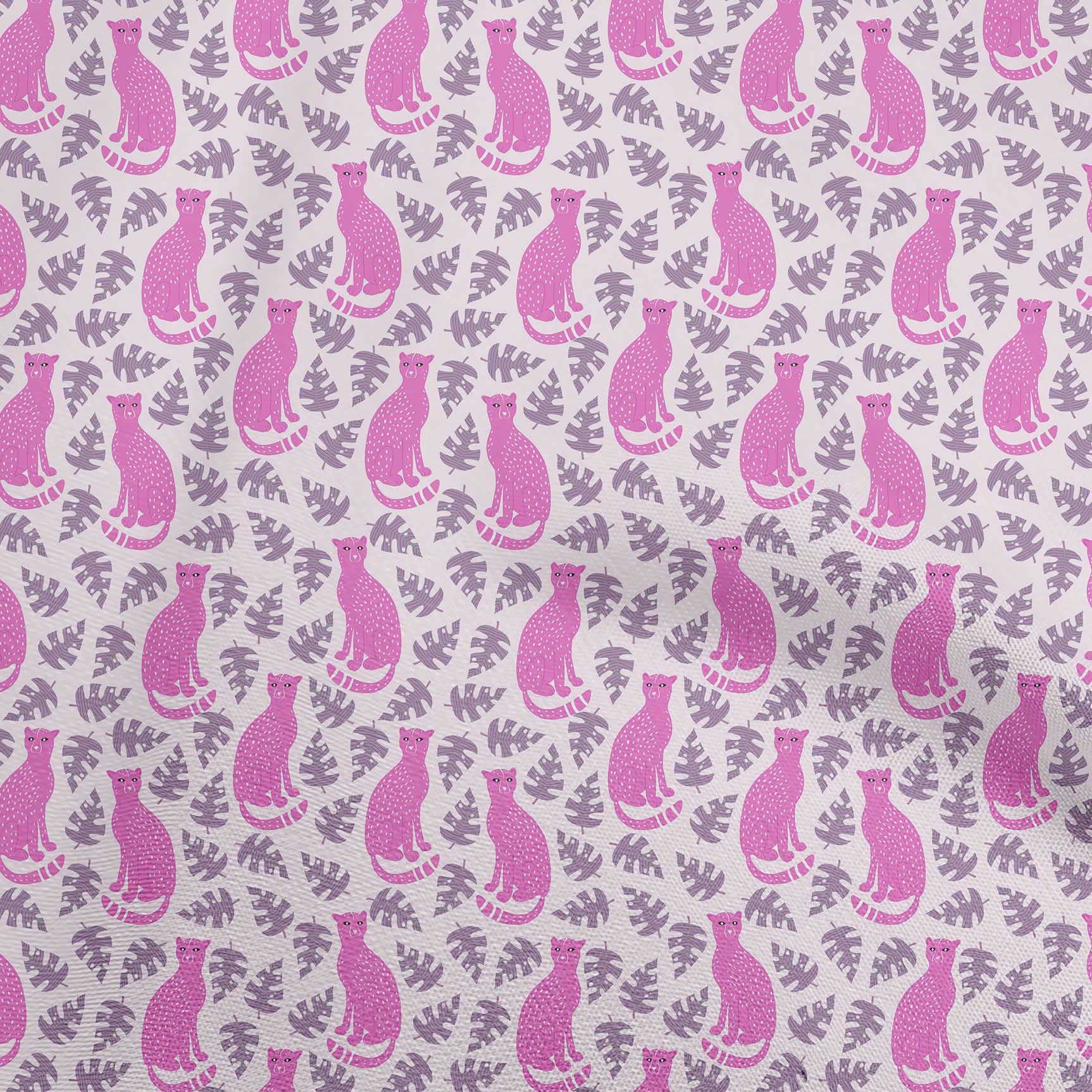 oneOone Rayon Pink Tropical Abstract Leaf & Animal Print Fabric by The Yard - 56 Inch Wide Soft Draping Material for Dresses, Blouses & DIY Fashion Projects