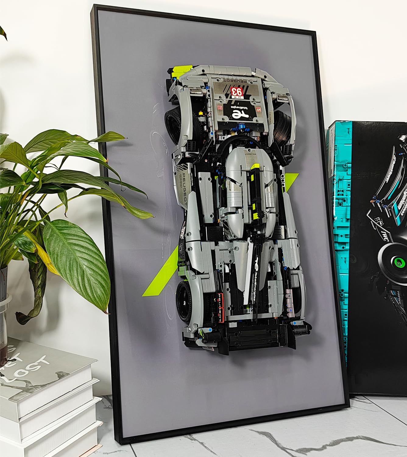 iCUANUTY Lego Technic Peugeot 9X8 24H Le Mans Hybrid Hypercar 42156 Display Wall Frame - 29.5x17.7 Inch Unique Decorative Mount for Lego Cars | Perfect Gift for Lego Enthusiasts | Home Office Decor & Collector Showcase