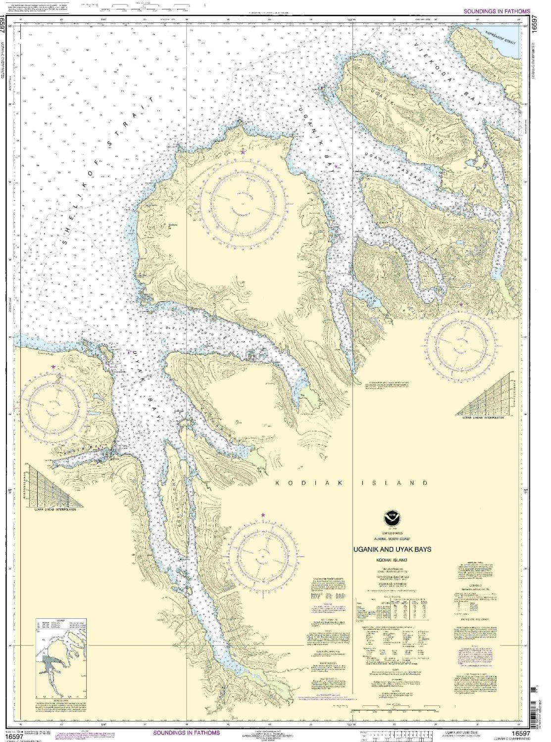 Kodiak Island - Uganik and Uyak Bays Alaska Fishing Map | Detailed Nautical Chart for Boating & Fishing Adventures | Perfect for Marine Navigation and Outdoor Exploration