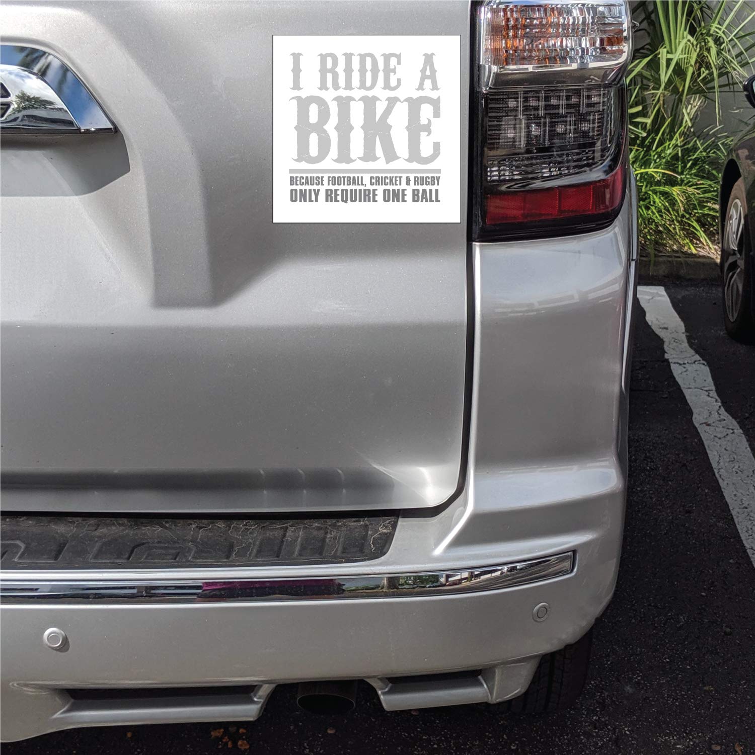 Custom Bumper Sticker 8x8 Inch - Personalized Decorative Decal with White Background - I Ride Bike Design - Sports Theme Vinyl Sticker - Perfect for Cars, Bikes, Laptops & Water Bottles