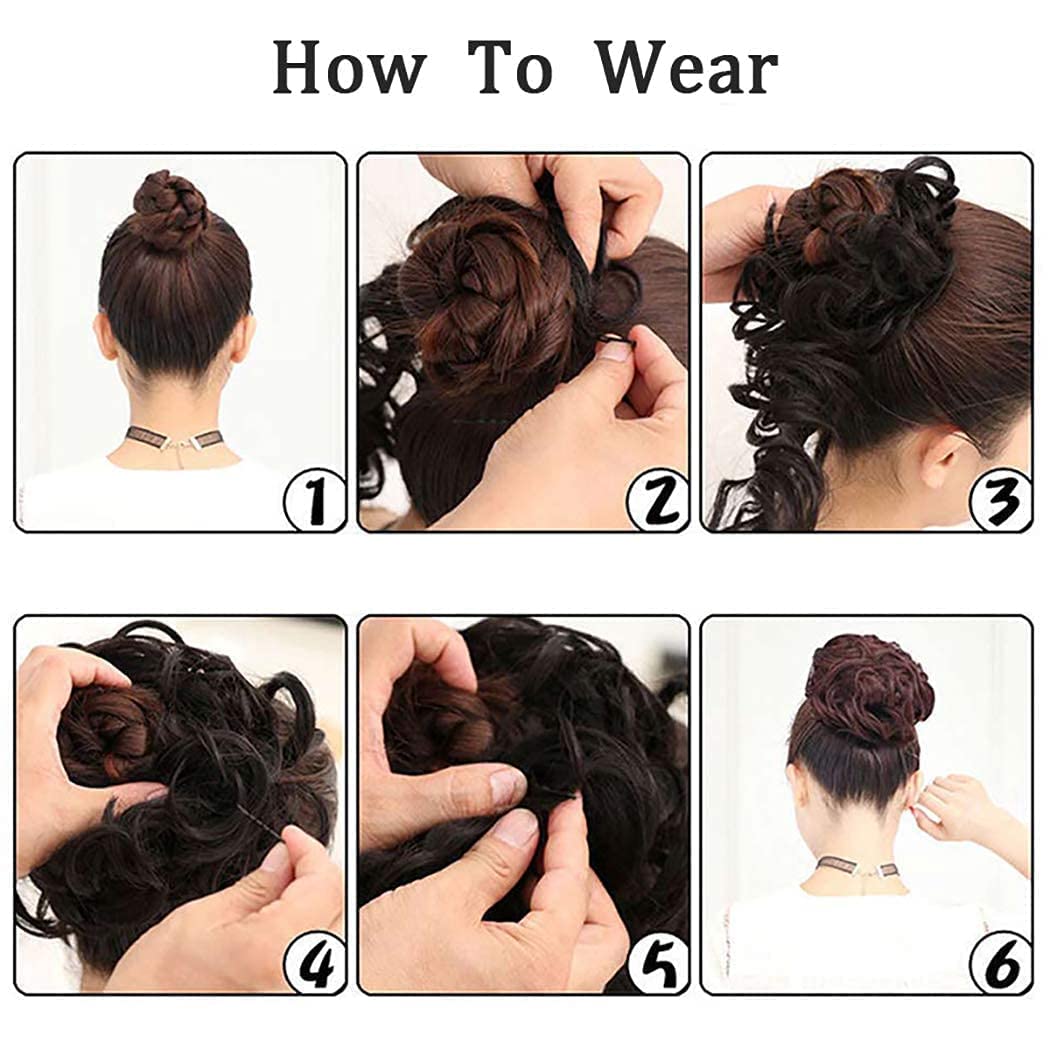 APOEM Messy Curly Wavy Juda Bun Maker Hair Extension for Women - Black Ponytail Frill (1 Pack) | Perfect for Parties, Weddings & Everyday Styling