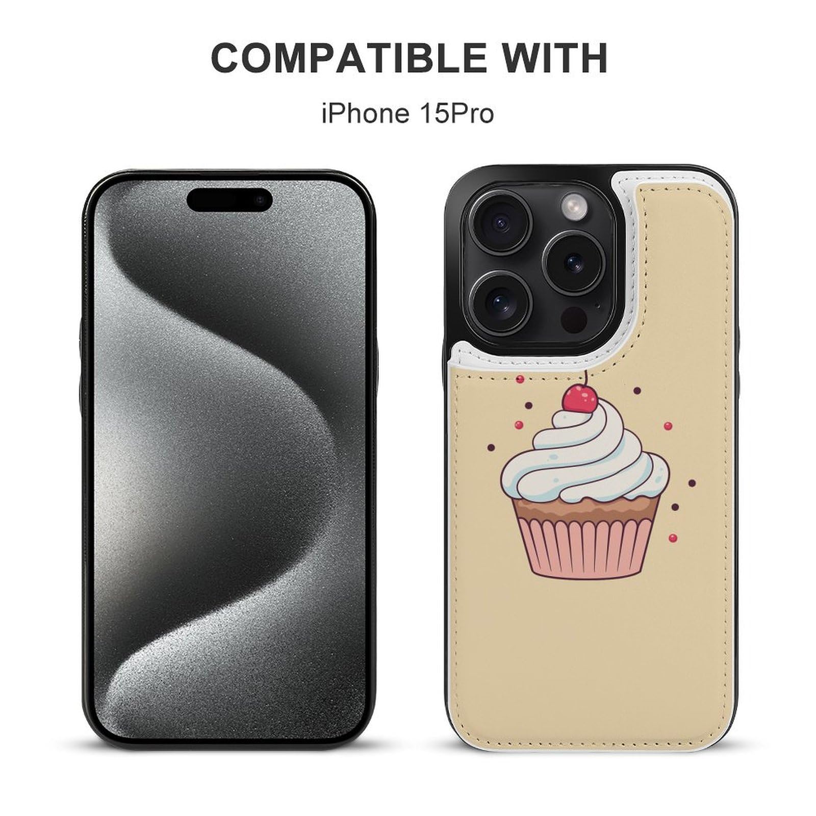 Cartoon Cupcake Wallet Case - Cute Flip Phone Wallet with Card Holder - Compatible with iPhone & Samsung (Perfect for Girls, Teens & Everyday Use)