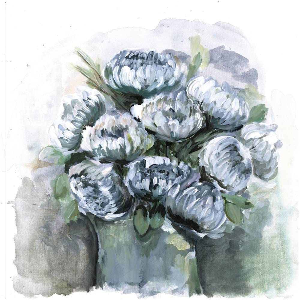 Hand-Painted Chrysanthemum Floral Canvas Wall Art - 37x37 Inch Modern Home Decor by Artist Marcy Chapman - Perfect for Living Room, Bedroom, Office & Dining Area - Ready to Hang Oil Painting for Wall Decoration