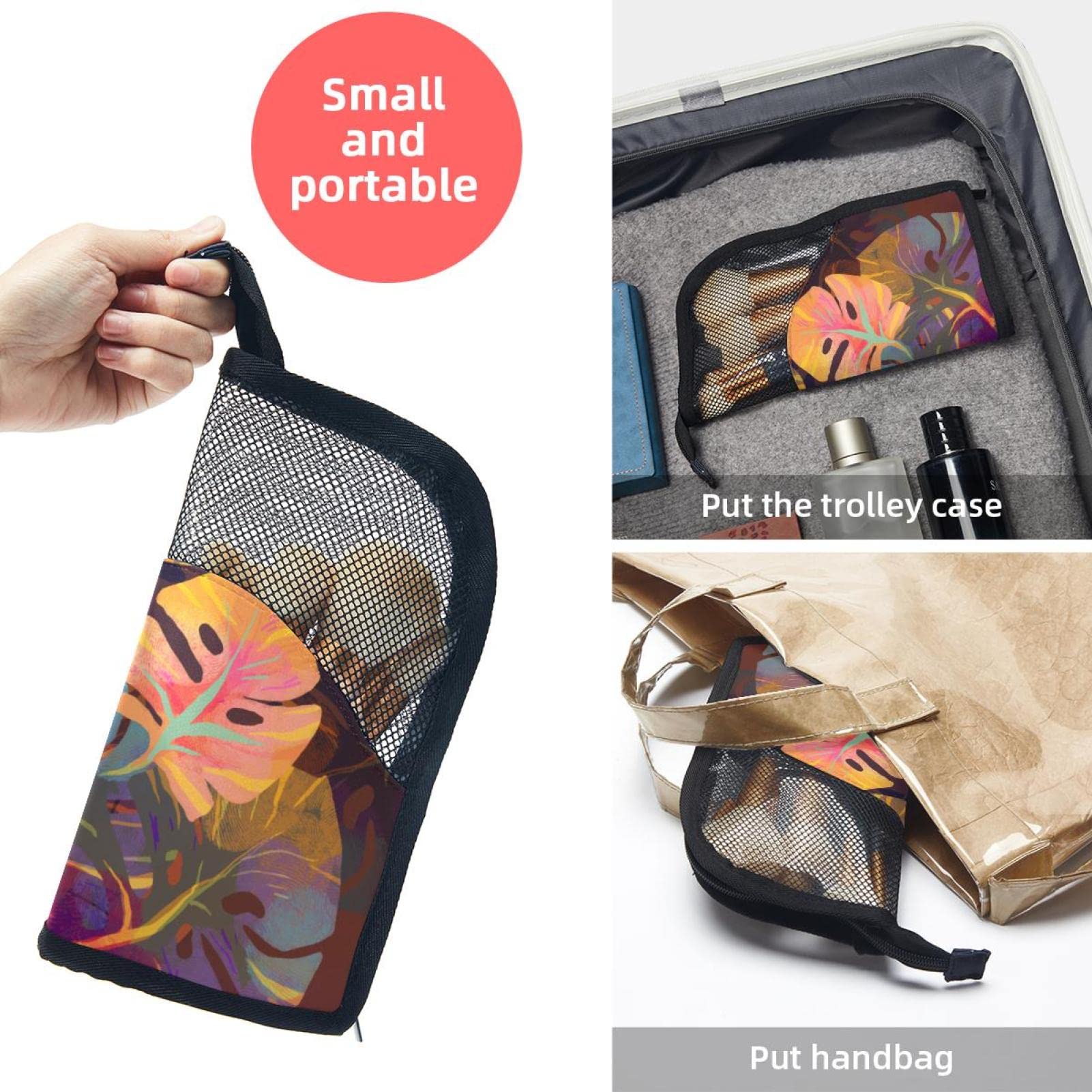 12-Piece Makeup Brush Organizer Bag with Tropical Watercolor Leaves Design - Portable Makeup Brush Holder Case for Travel & Home Storage