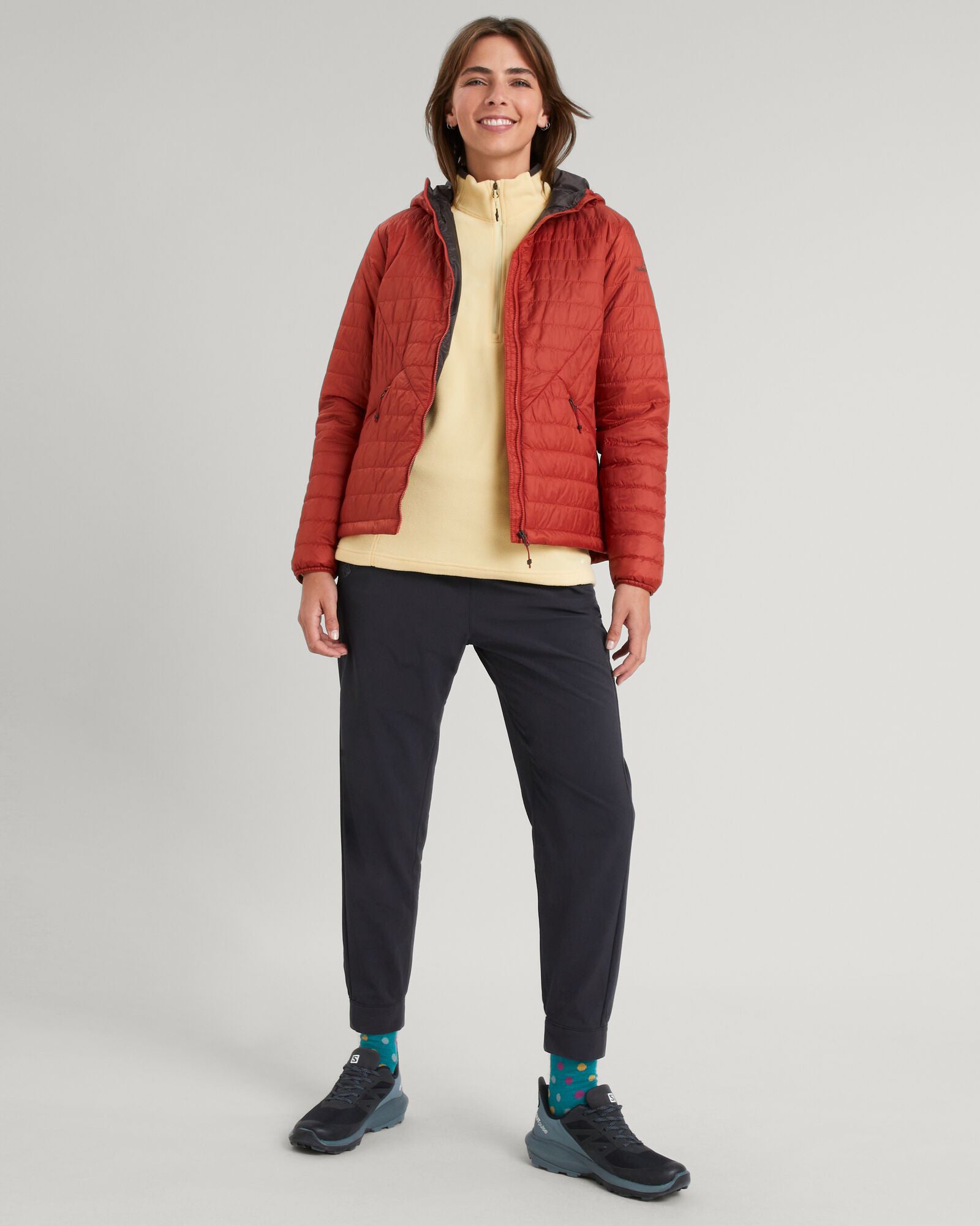 Heli R Women's novaLOFT Hooded Jacket - Lightweight Waterproof Winter Coat, Windproof Insulated Puffer Jacket for Hiking, Camping & Outdoor Activities (Red Earth)