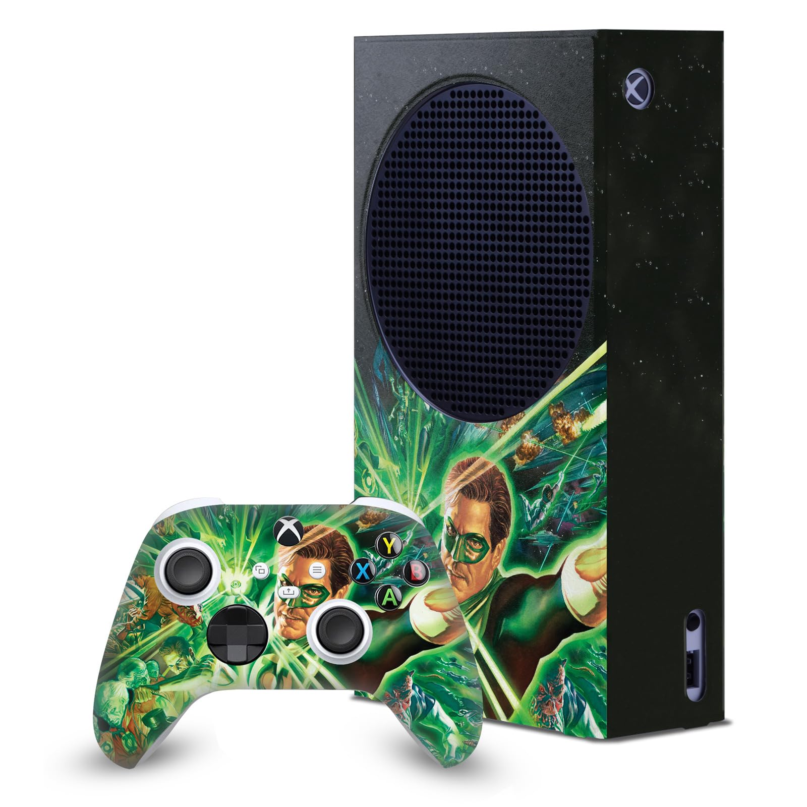 Official Green Lantern DC Comics Corps Licensed Comic Book Cover & Game Console Wrap Skin Bundle - Compatible with Xbox Series S Controller - Perfect for Gaming & Collectors