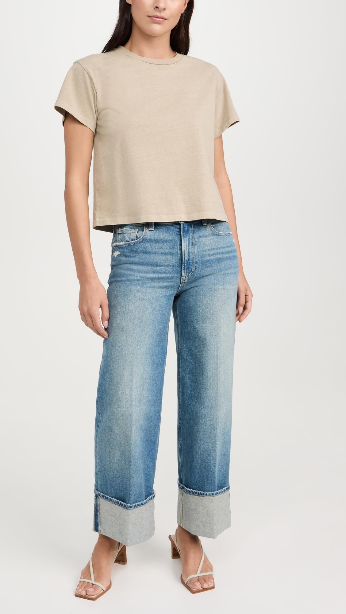 PAIGE Women's Sasha Ankle Wide Cuff Jeans - High Waist Stretch Denim Pants for Casual Outfits & Everyday Wear
