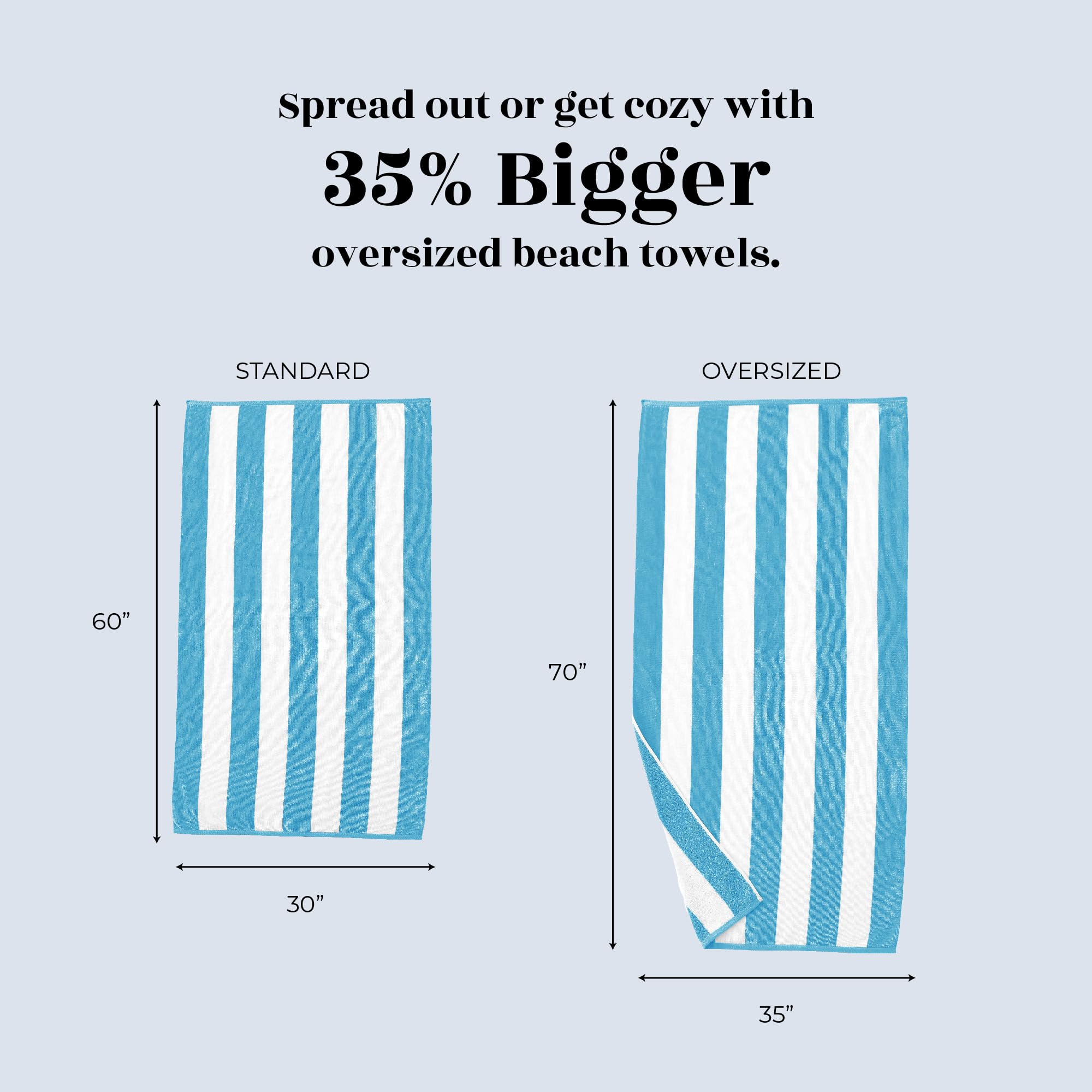 Great Bay Home 100% Cotton Oversized Velour Beach Towels 4 Pack - Quick Dry, Large Swim Towels for Adults & Kids (35