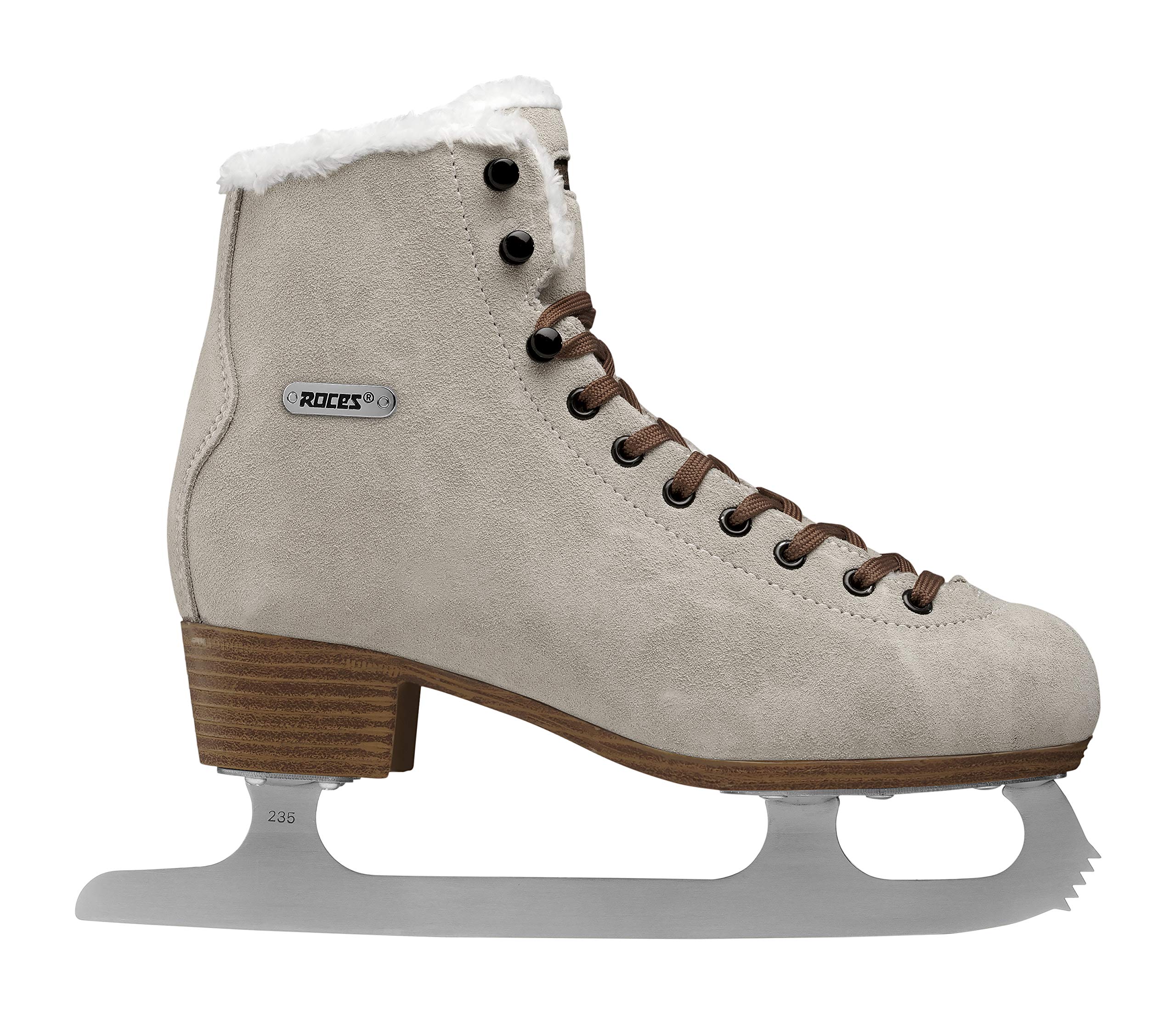 Roces Women's Suede Eco-Fur Ice Skates - Comfortable & Stylish Figure Skates for Beginners & Professionals - Perfect for Indoor & Outdoor Ice Rinks, Leisure Skating & Winter Sports