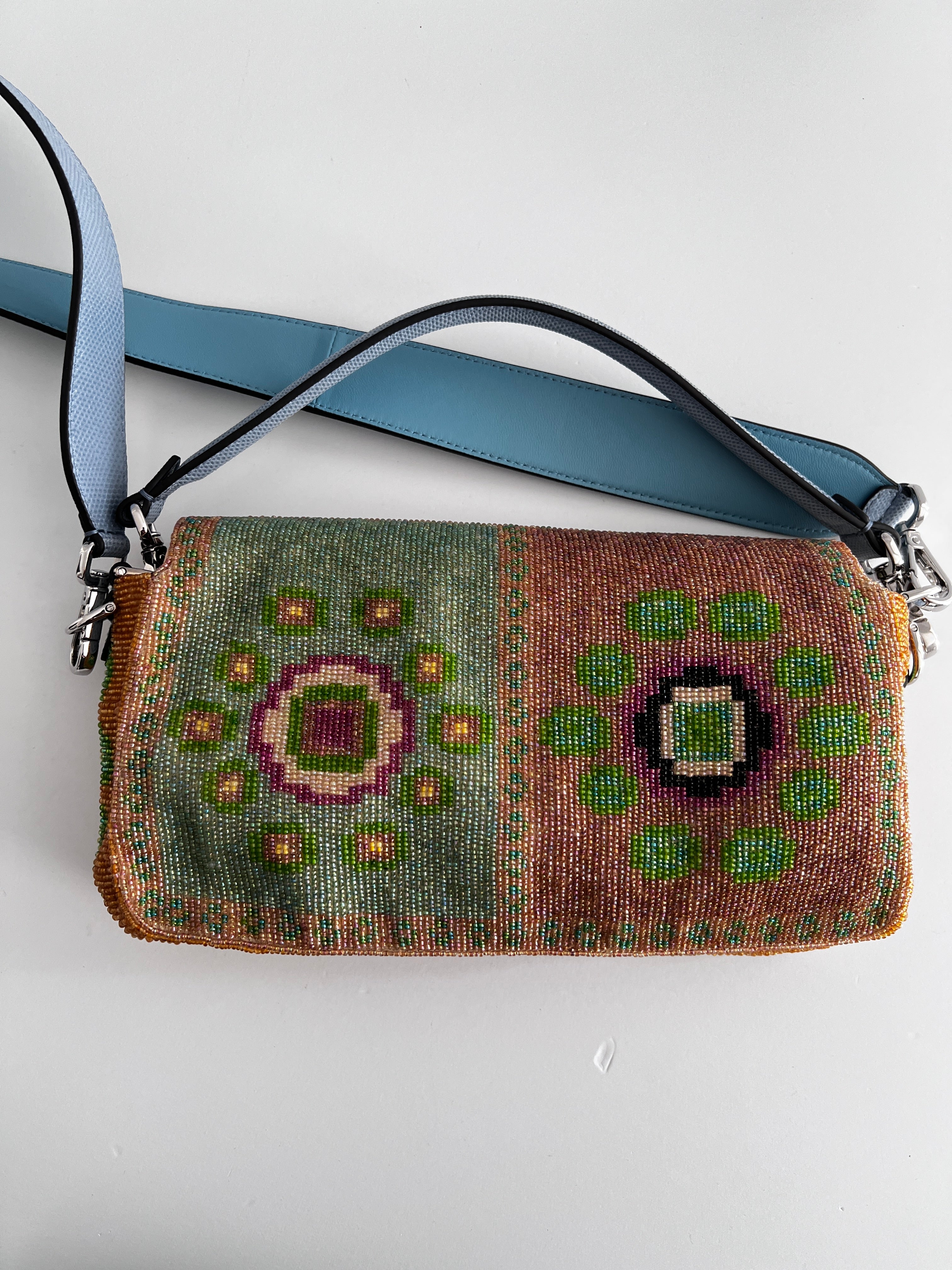 Fendi Boho Beaded Baguette Bag - Stylish Crossbody Purse for Women | Perfect for Parties, Travel & Everyday Use
