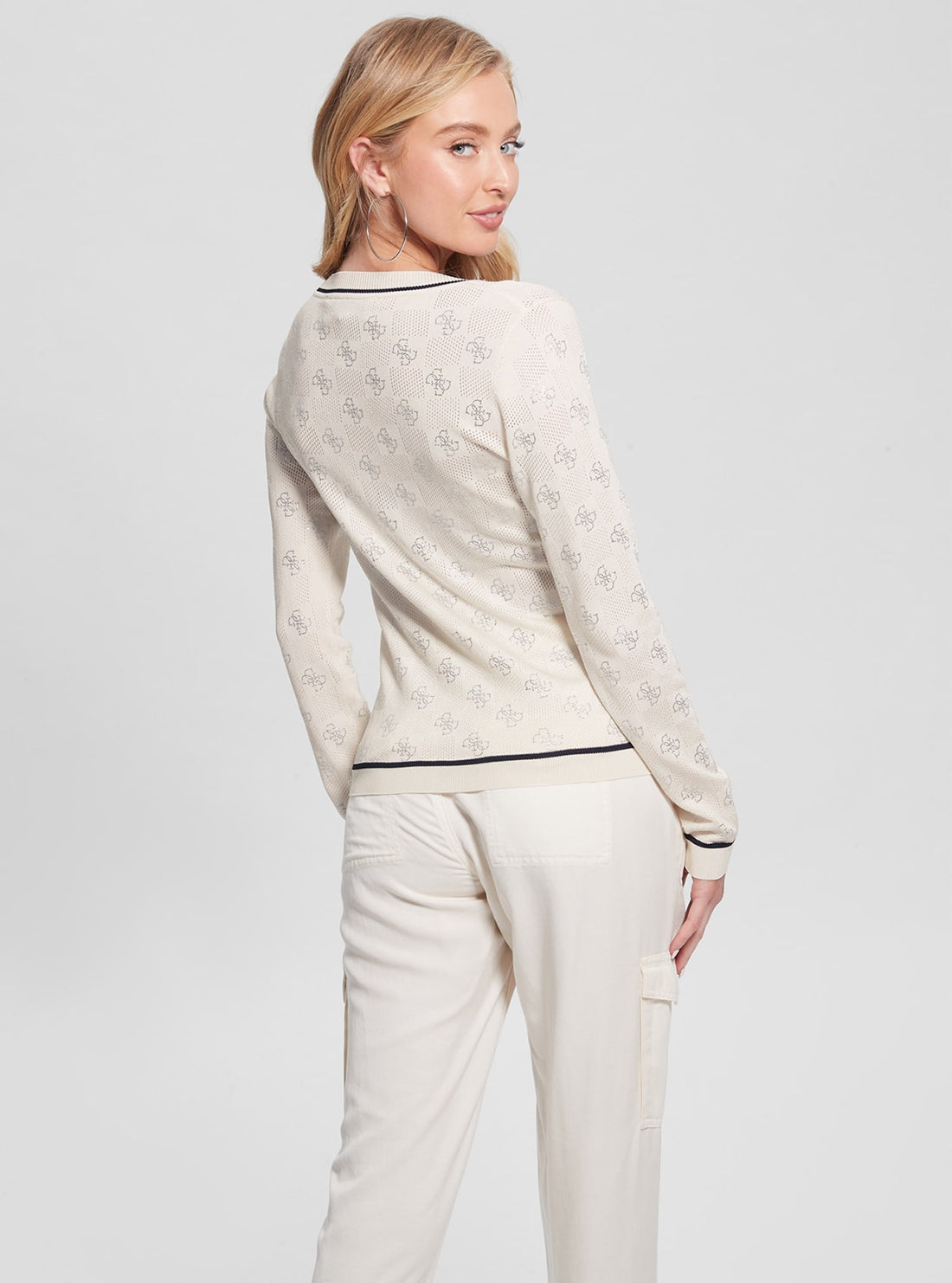 Beige Rosie Long Sleeve Knit Top for Women - Soft Comfortable Pullover Sweater for Fall & Winter - Casual Office Wear & Weekend Outfits