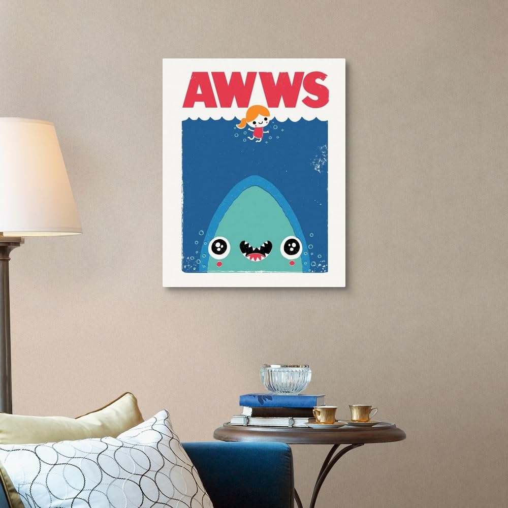 Michael Buxton Awws Canvas Wall Art Print - Contemporary Pop Art Home Decor with Fantasy Marine Life - 24x30 Inch Canvas Painting for Living Room, Bedroom & Office
